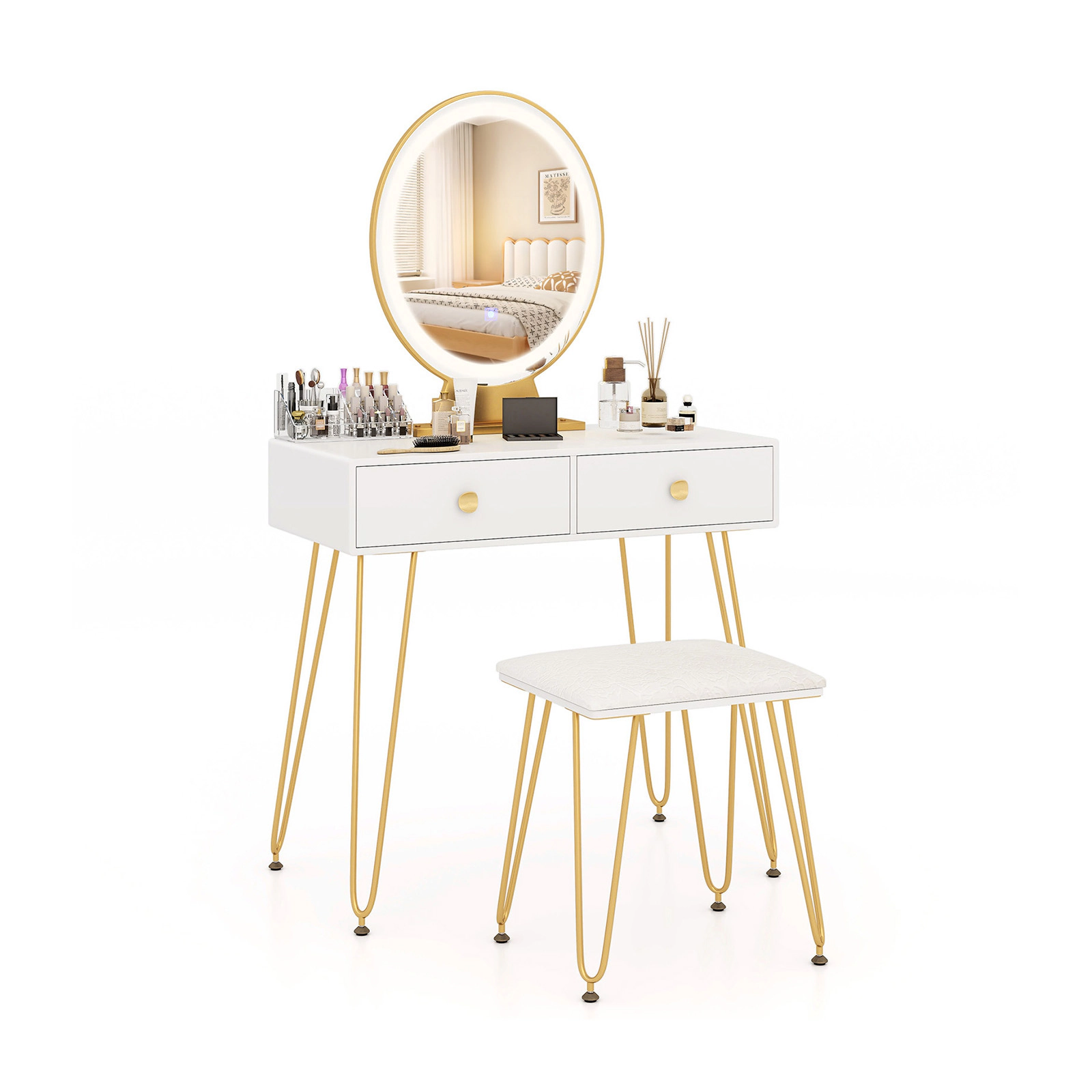 LJG Industrial Makeup Dressing Table with 3 Lighting Modes