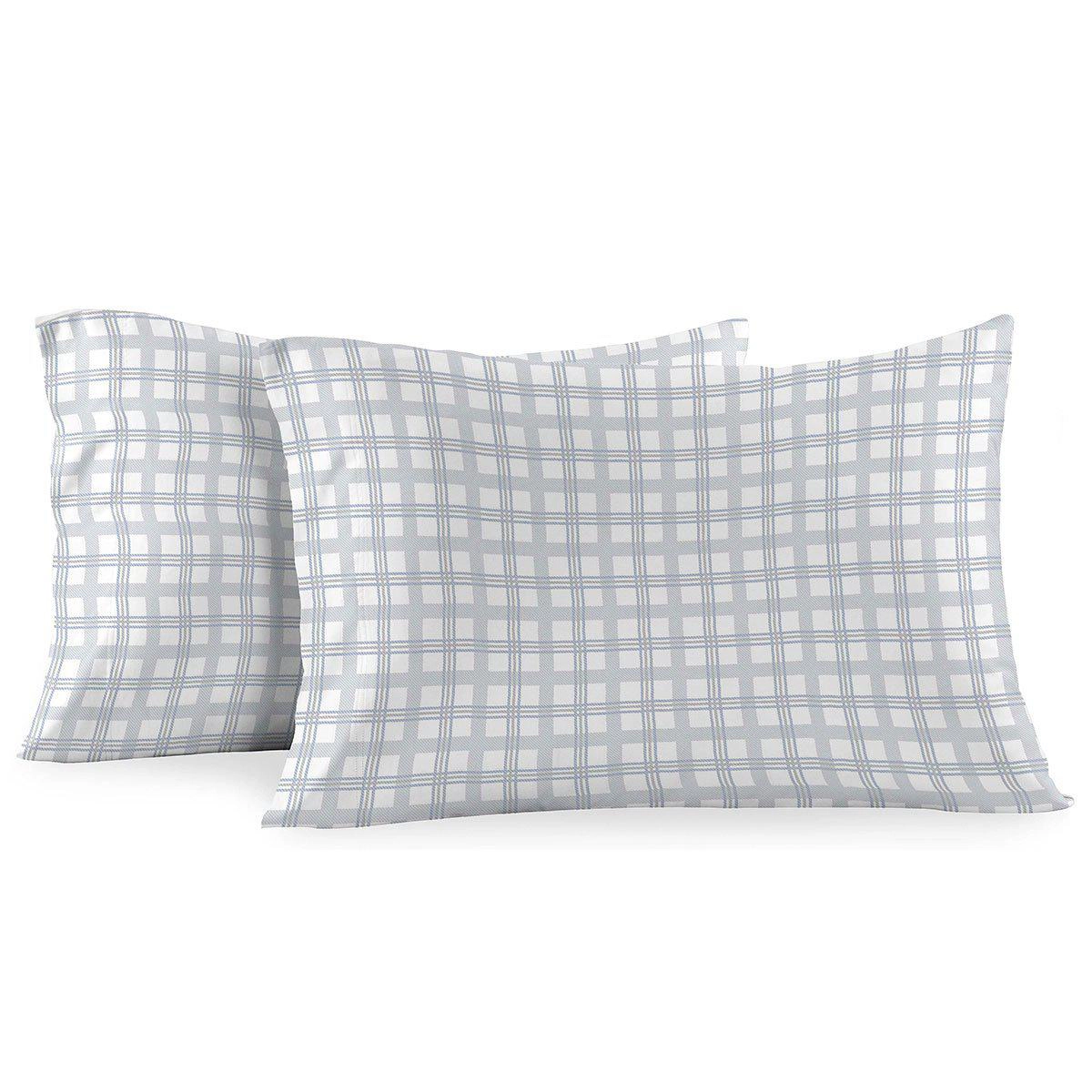 Egyptian Linens Heavyweight 170 GSM Gray Check Print Flannel Cotton Duvet Cover Set