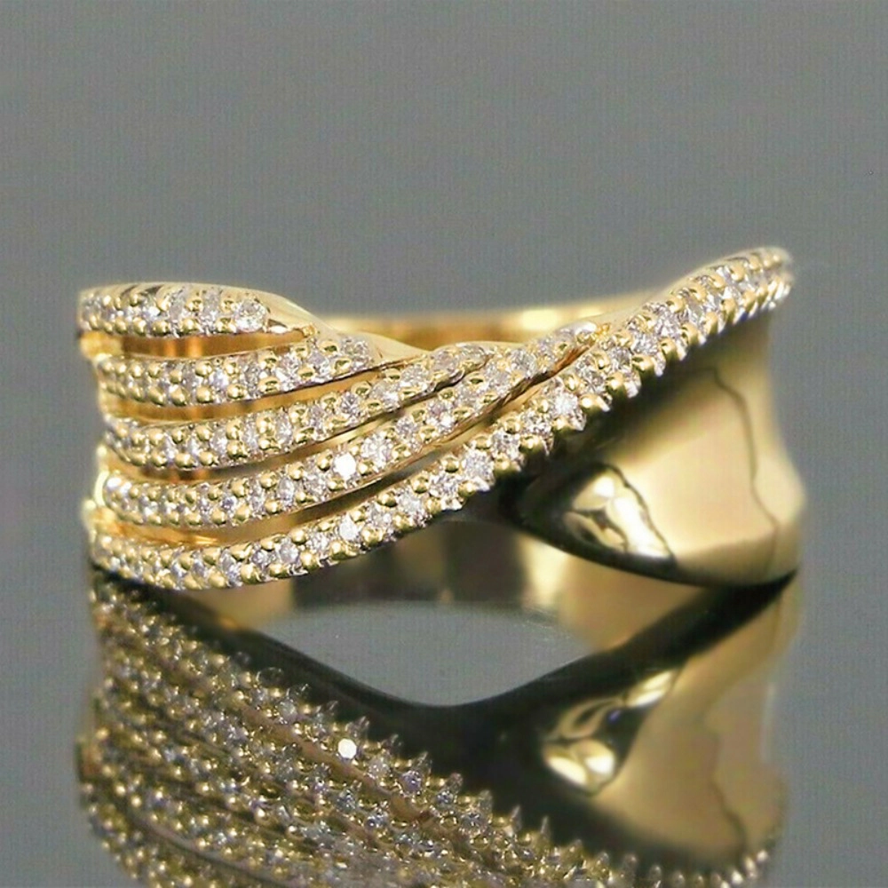 Women Twisted Micro-Pave Cubic Zirconia Band Ring