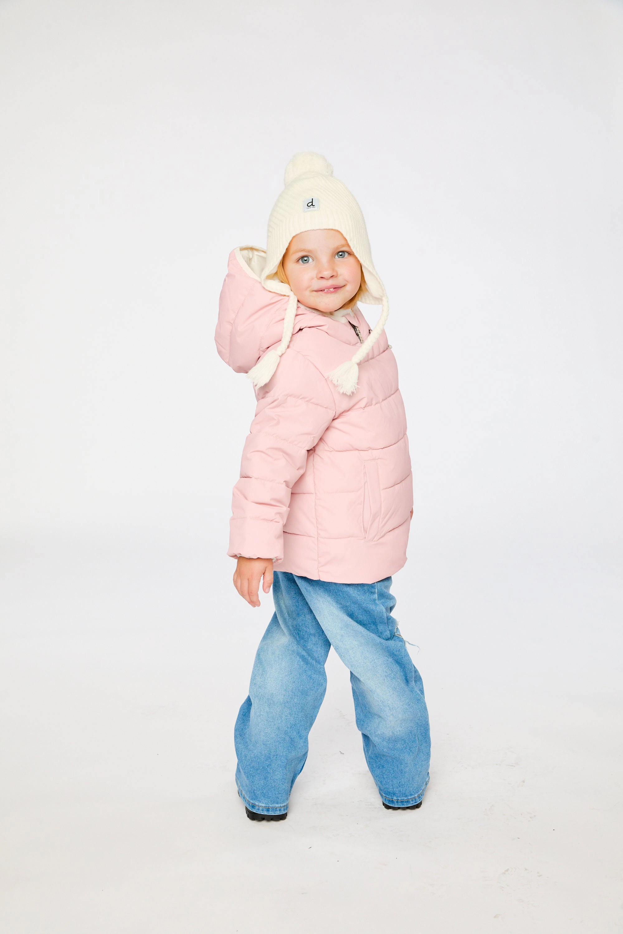 Deux par Girls Quilted Winter Jacket Adapted for Car Seats