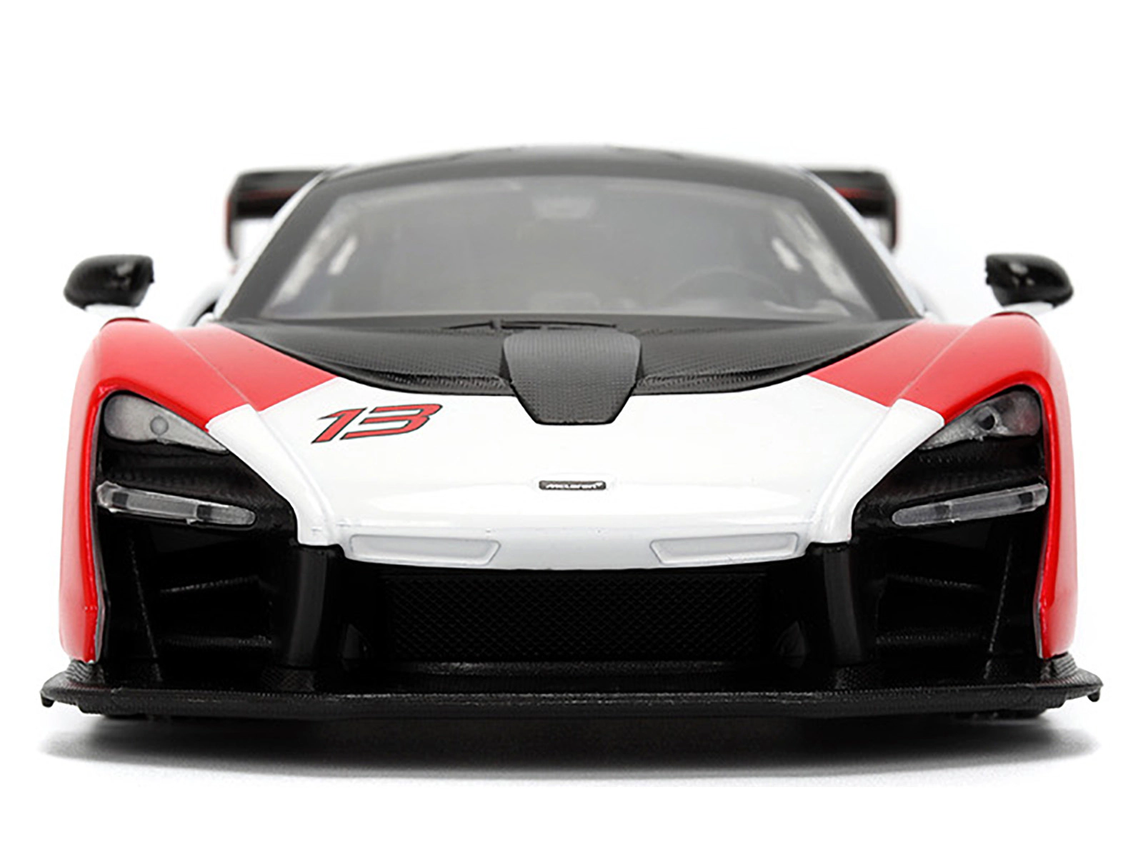 Jada McLaren Senna Red and White with Carbon Hood and Top "HyperSpec" Series 1/24 Diecast Model Car by Jada