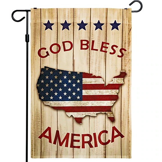 G128 God Bless America Patriotic USA Map Garden Flag - 12x18 Inch 150D Polyester
