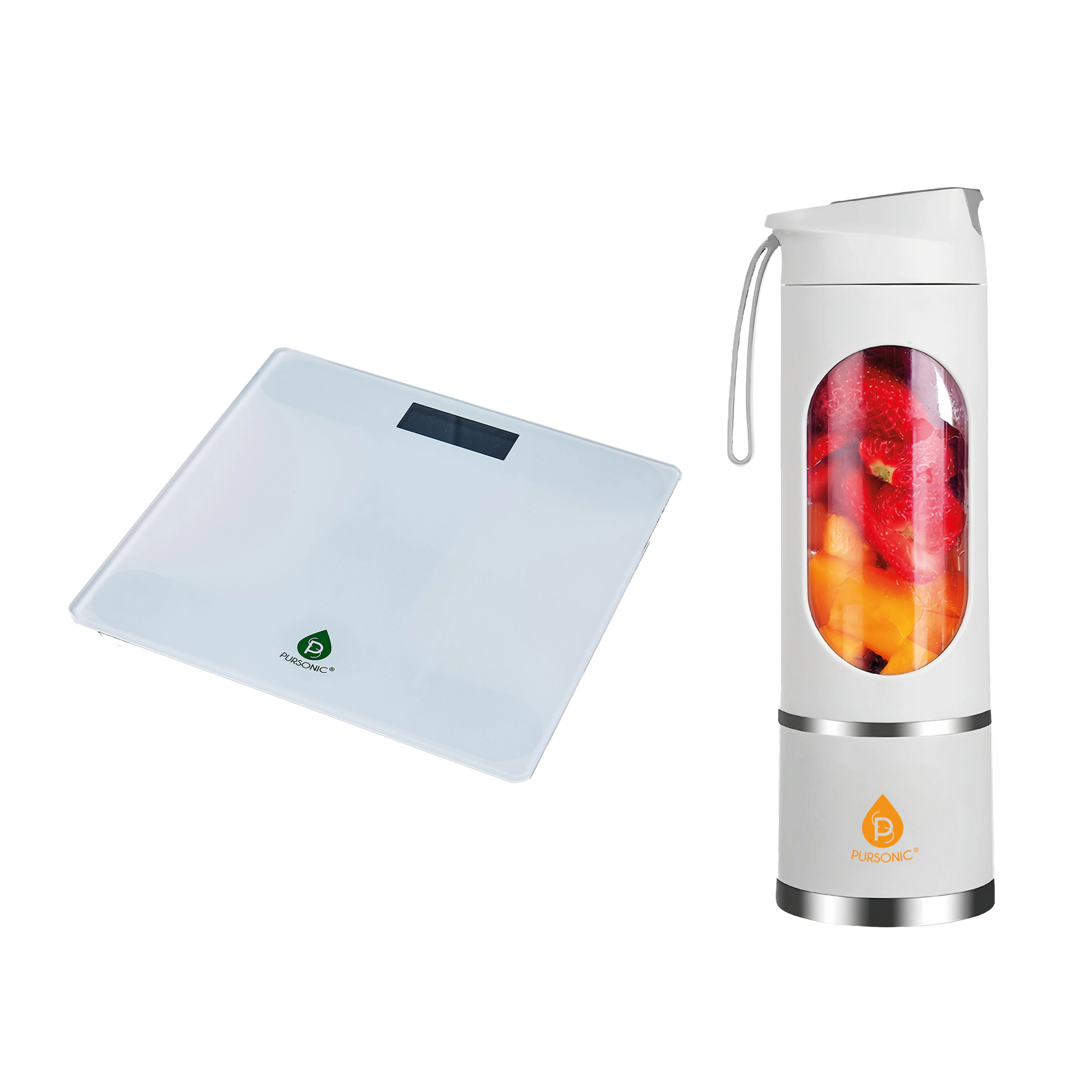 Pursonic Unisex Health & Fitness Tracking Bathroom Scale and USB Portable Juicer Blender Bundle