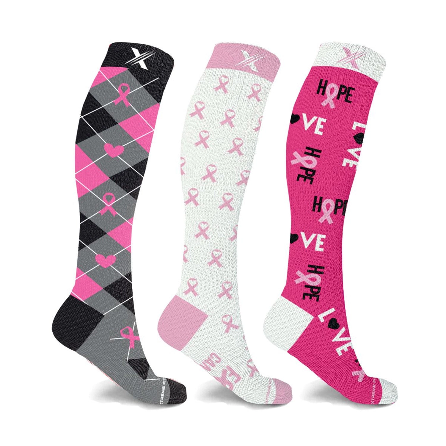 Extreme Fit Cancer Awareness Compression Socks