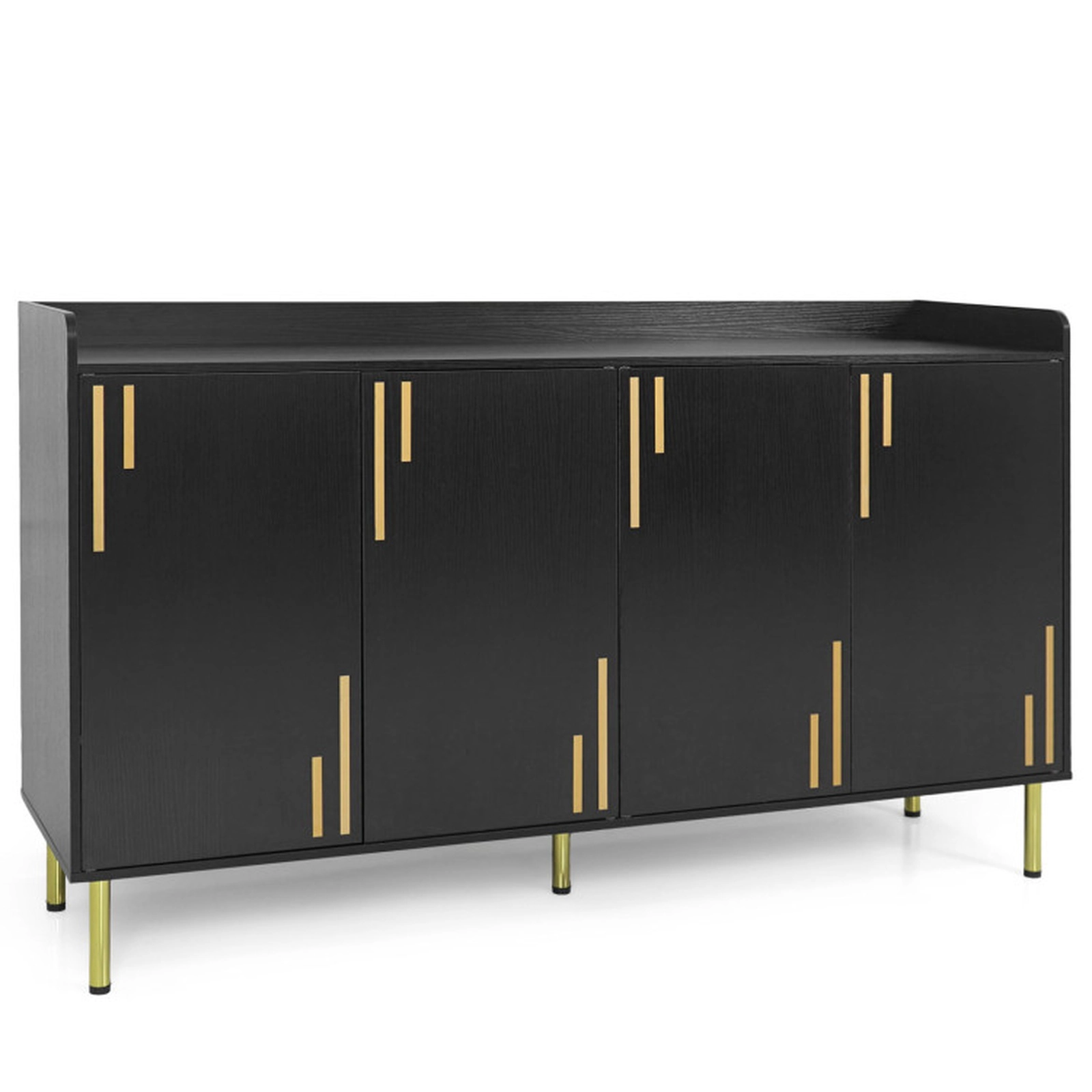 SUGIFT 55-in Buffet Cabinet Sideboard with 4 Doors and 5 Metal Legs 100-lb Top Capacity 72-lb Net Weight Black/White