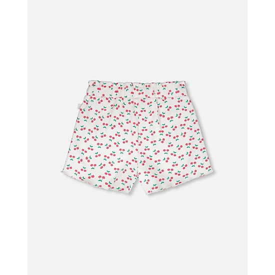 Deux par Deux Girls Rib Shorts Printed Cherries