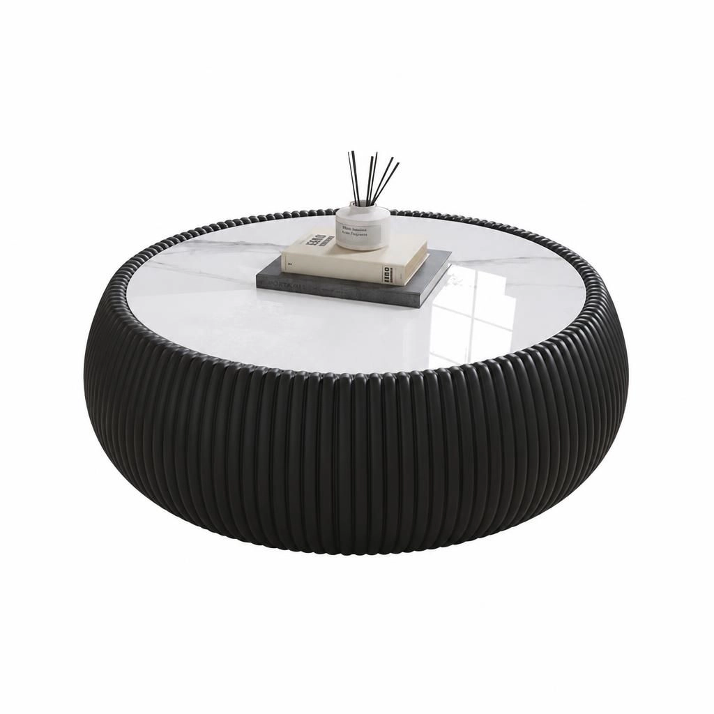 GOODSILO Round Low Profile Multi Material Accent Table