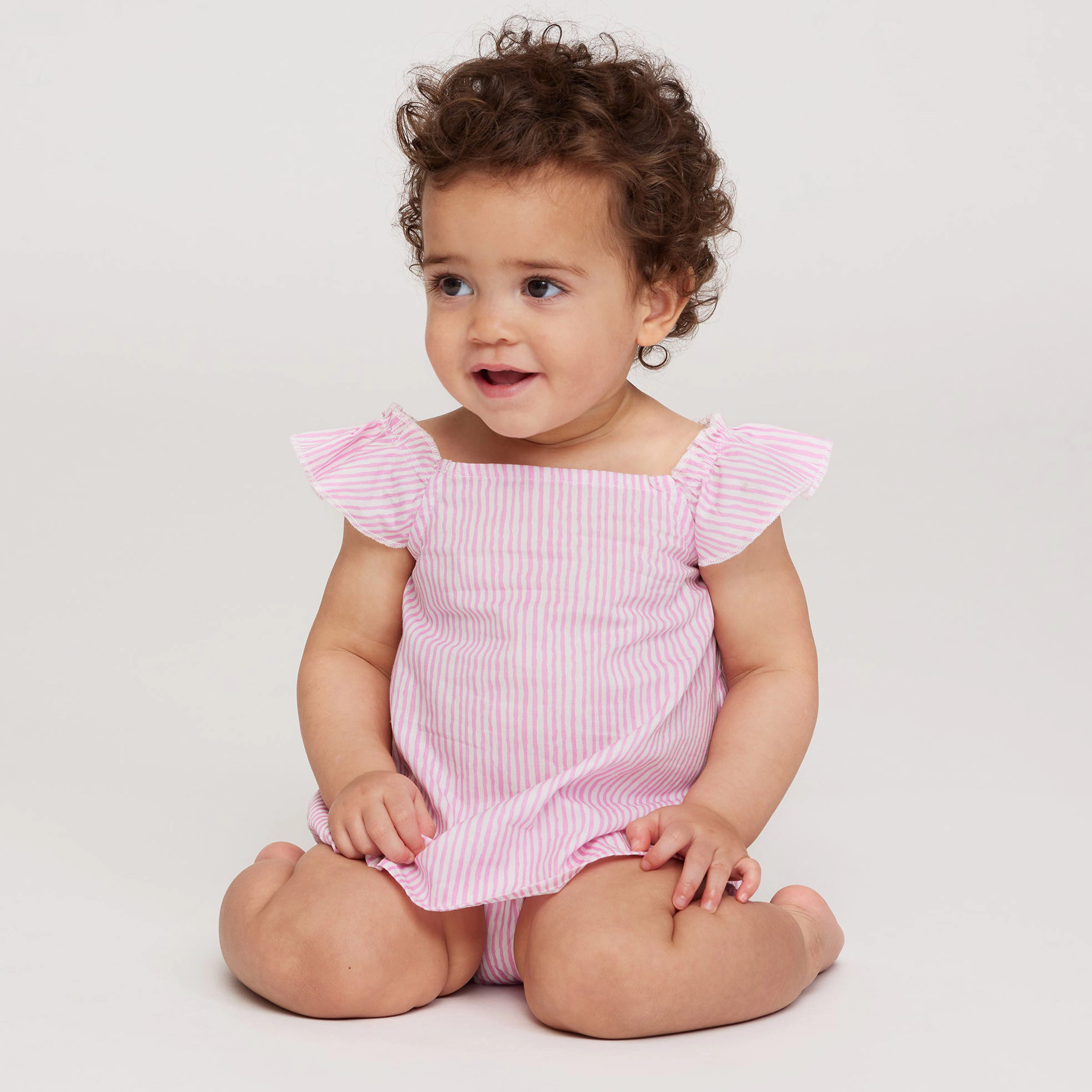 Rockets of Awesome Stripe Flutter Sleeve Top For Baby Girl
