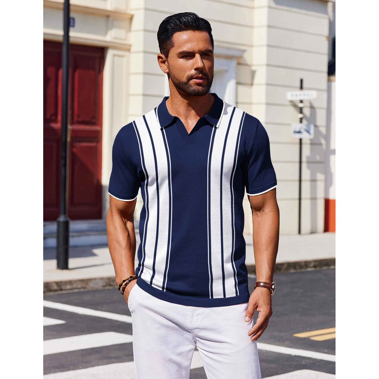 COOFANDY Mens Half Zip Polo Shirt Shorts Set  Textured Casual 2 Piece Outfits