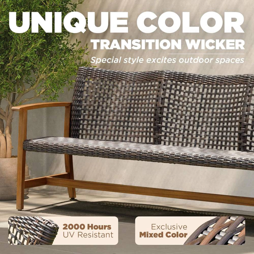 Radiant Essence Unisex Acacia Wood Patio Sofa
