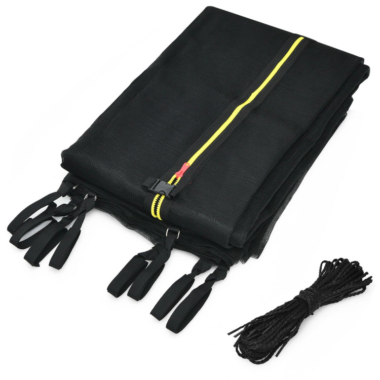 SUGIFT Weather-Resistant PE Trampoline Safety Enclosure Net for 12-ft Trampolines Double-Head Zipper & Buckles Black