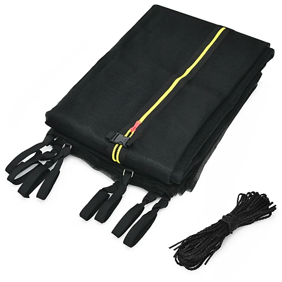 SUGIFT Weather-Resistant PE Trampoline Safety Enclosure Net for 12-ft Trampolines Double-Head Zipper & Buckles Black