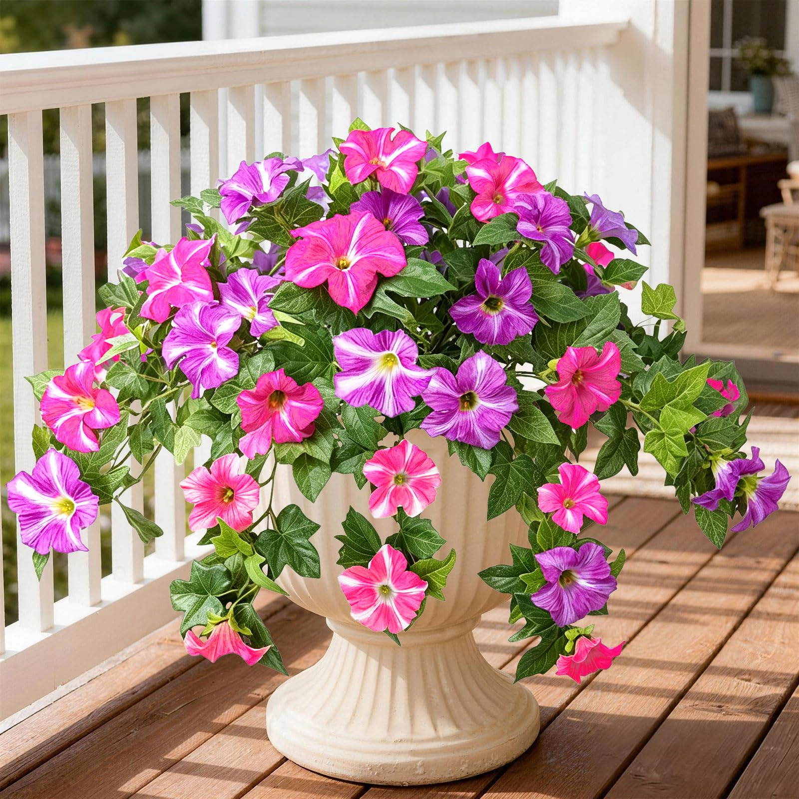 PUPWE Artificial Petunias Flowers Outdoor UV Resistant