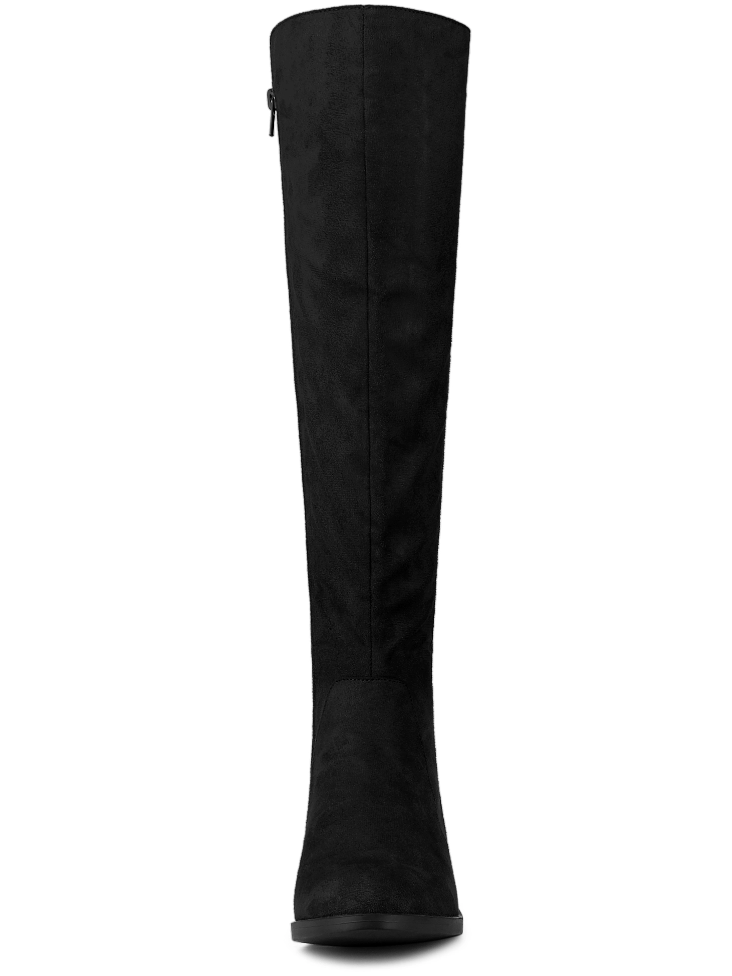 BLISSFUL STEP Women's Side Zipper Chunky Heel Knee High Boots