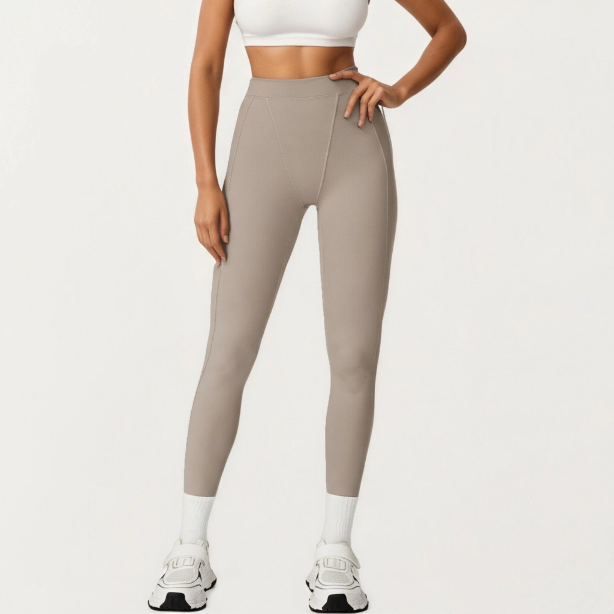Anna-Kaci Active Women's High Waist Seam Detailed Full Length Leggings with Supportive Stretch Fabric and Sculpted Fit