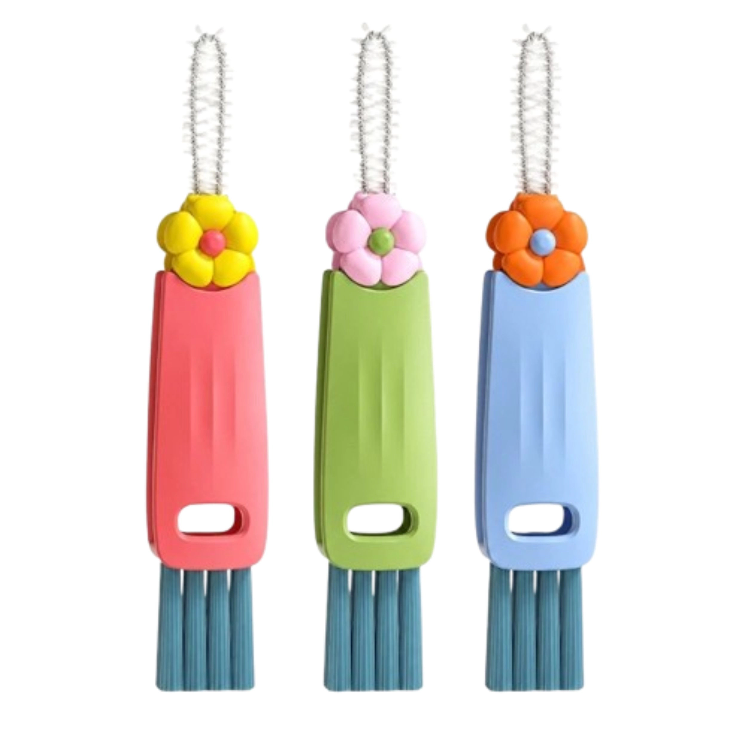Home Collection Pack of 3, 3-in-1 Bottle Cup Gap Cleaner Brush for Lids & Straws