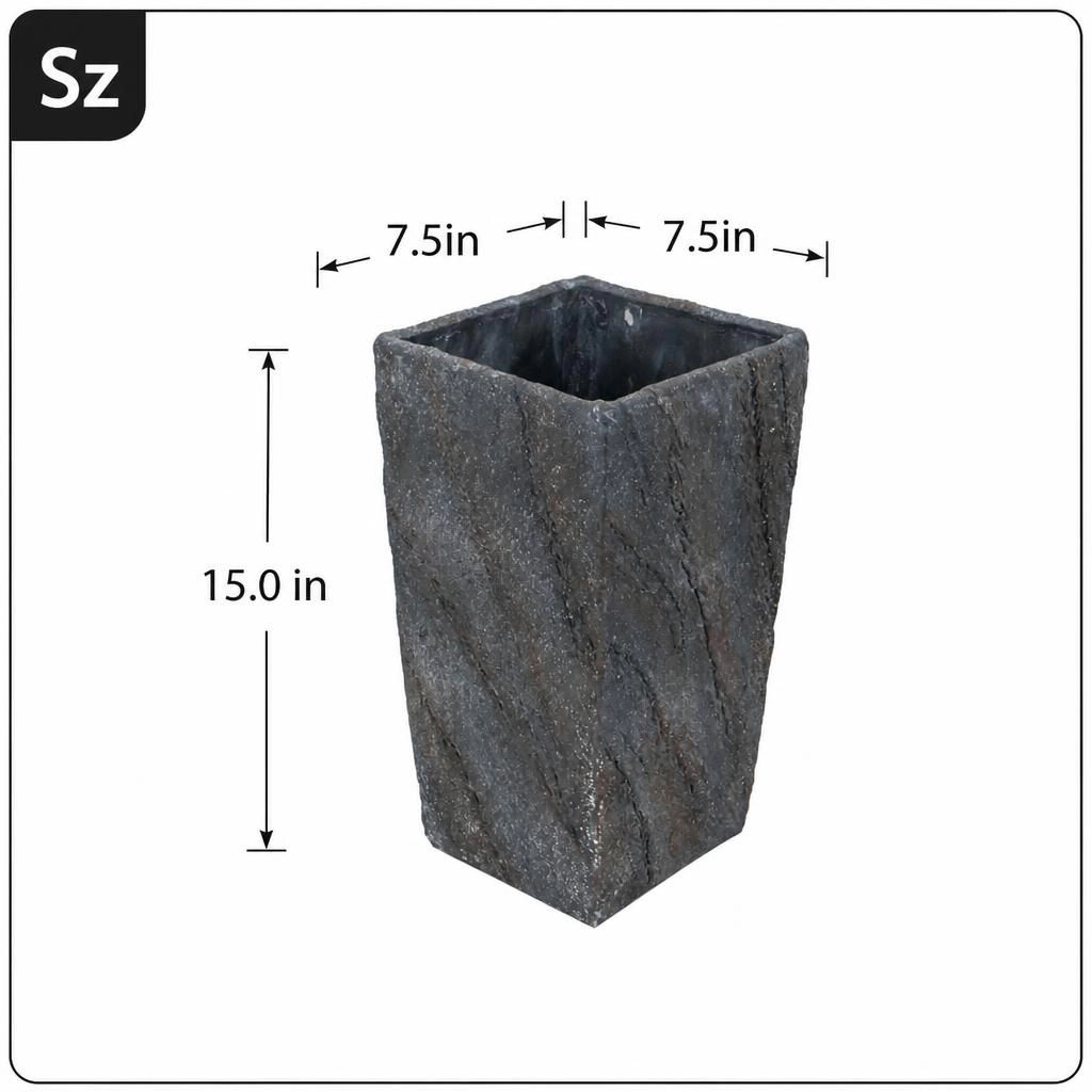 WOW PIONEER Tall Solid Cement Planter for Garden Patio Balcony Entryway Indoor Outdoor