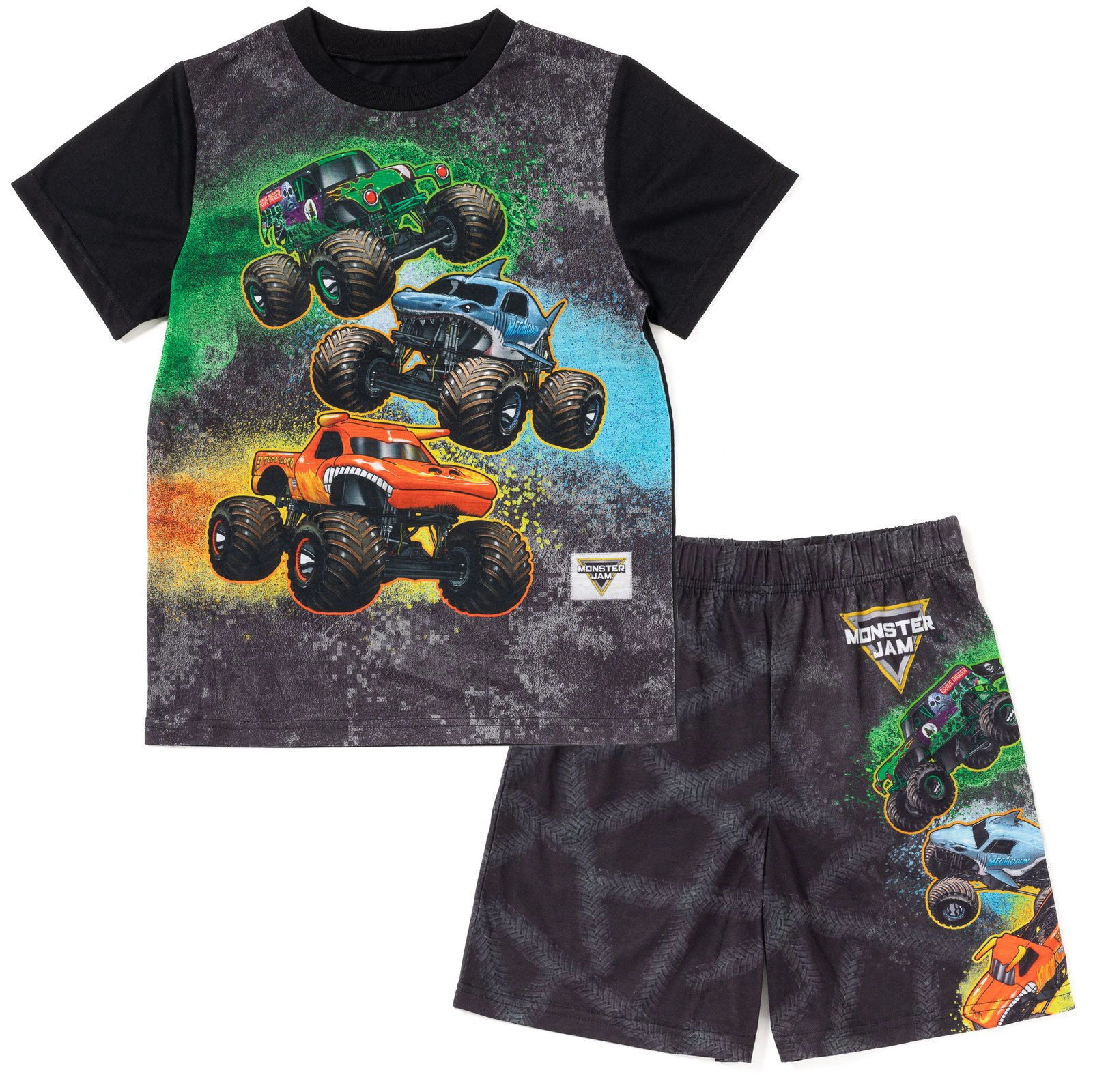 Monster Jam Boys' 2-Piece Pajama Tee and Shorts Set