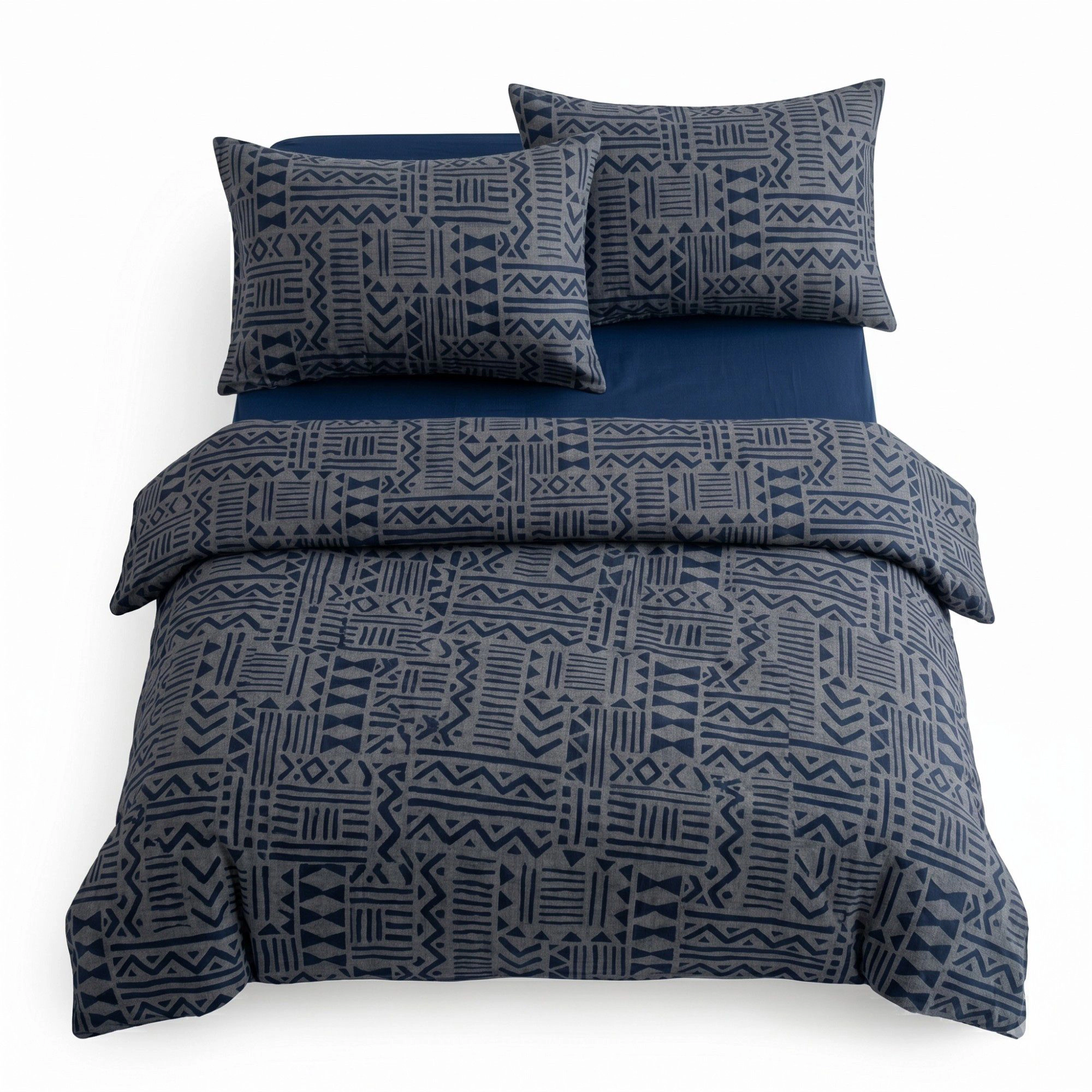 Alilang Unisex 4-Piece Cotton Double Gauze Bedding Set with Duvet Cover Flat Sheet and Pillowcases Textured Woven Patter