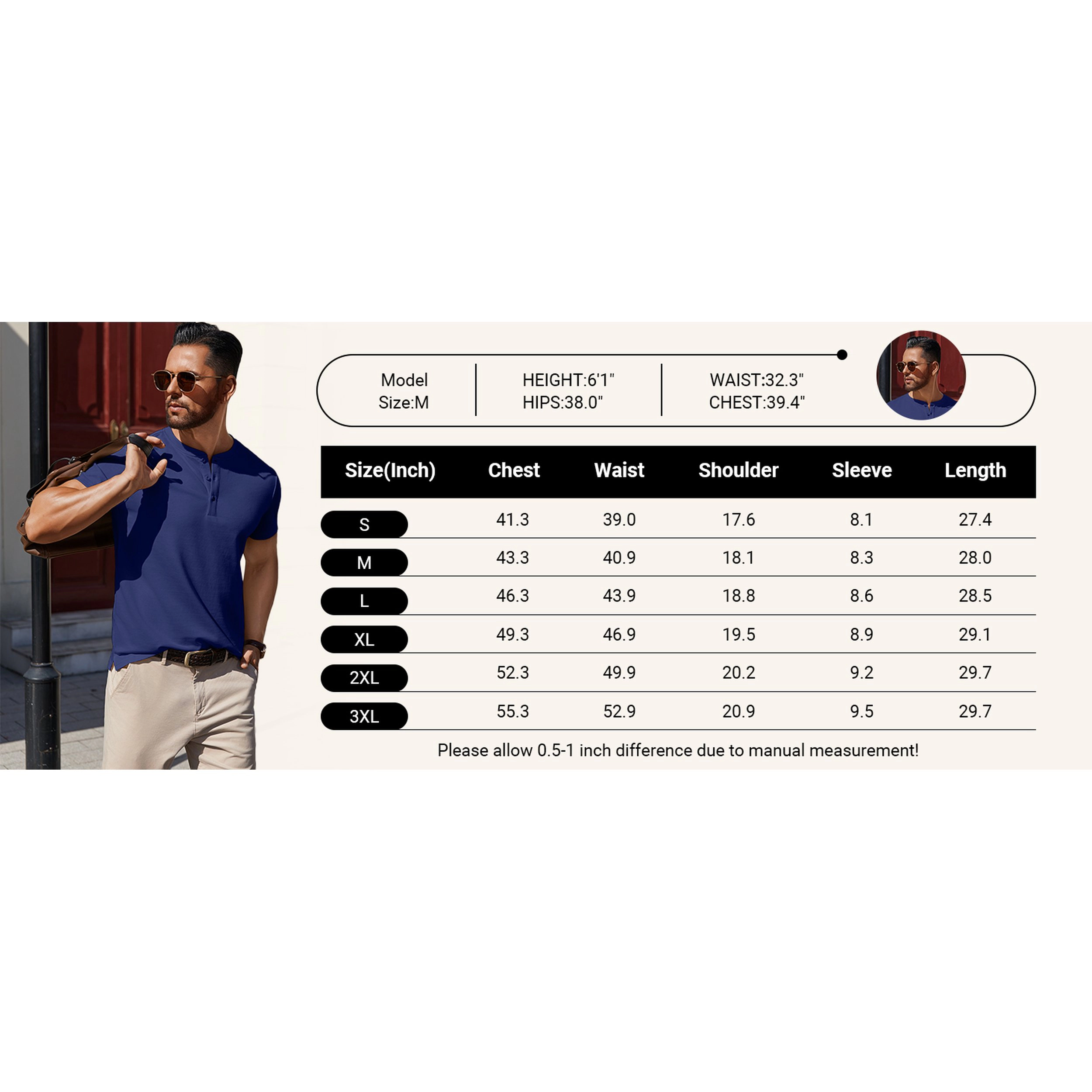 COOFANDY Men's Regular Fit Short Sleeve Henley Shirt