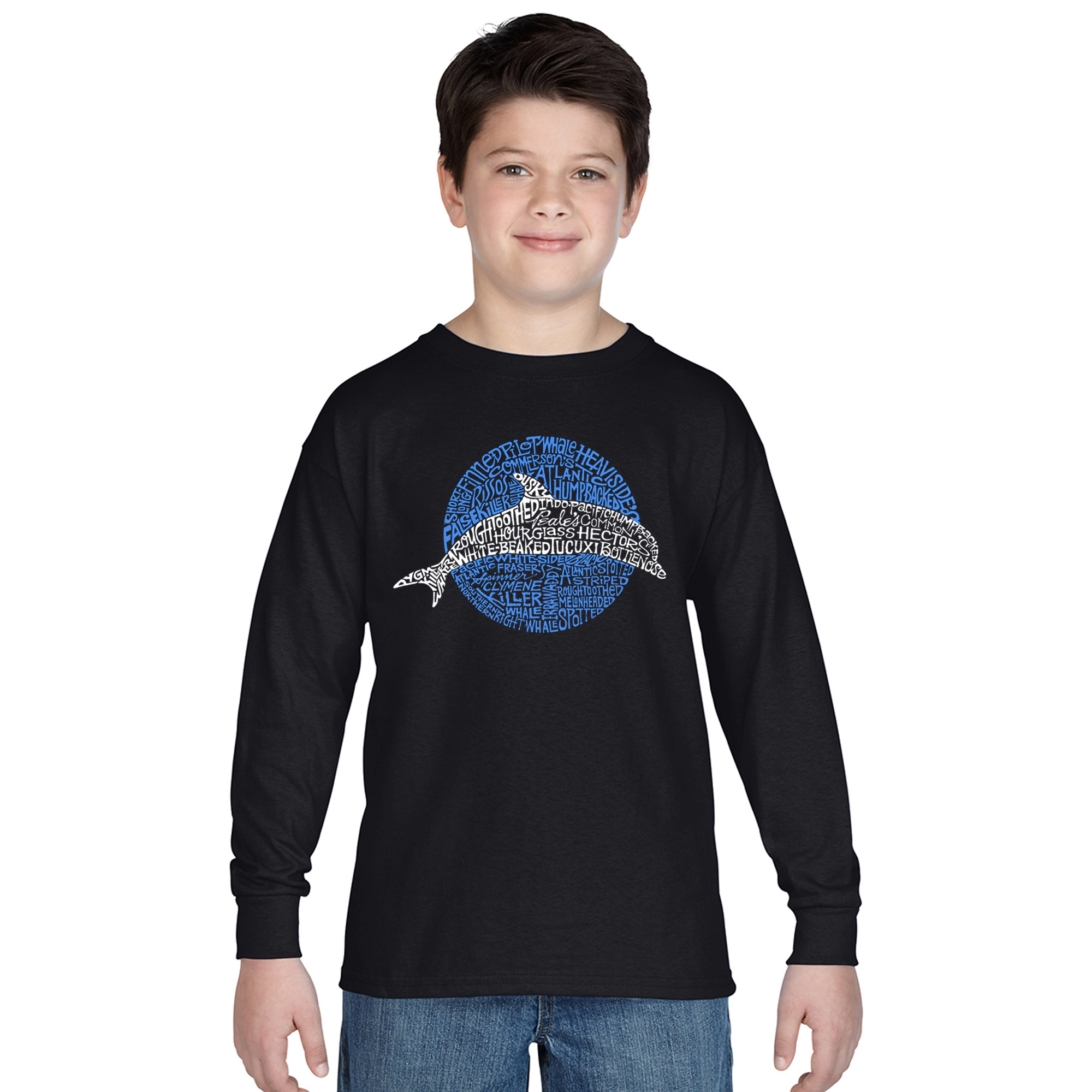 LA Pop Art Boys Long Sleeve T-Shirt -  Species of Dolphin