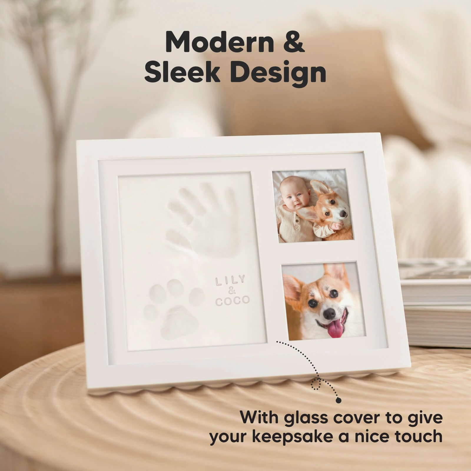 KeaBabies Baby Handprint & Footprint Solo Frame Keepsake
