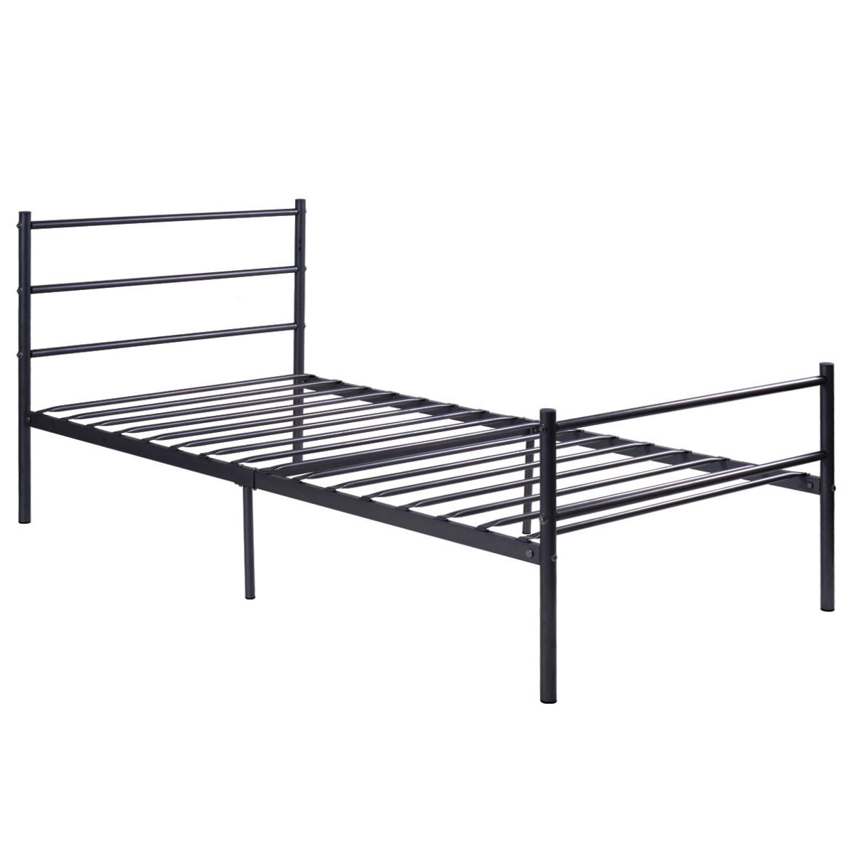 SlickBlue Heavy Duty Twin Metal Bed Frame with Headboard and Supports