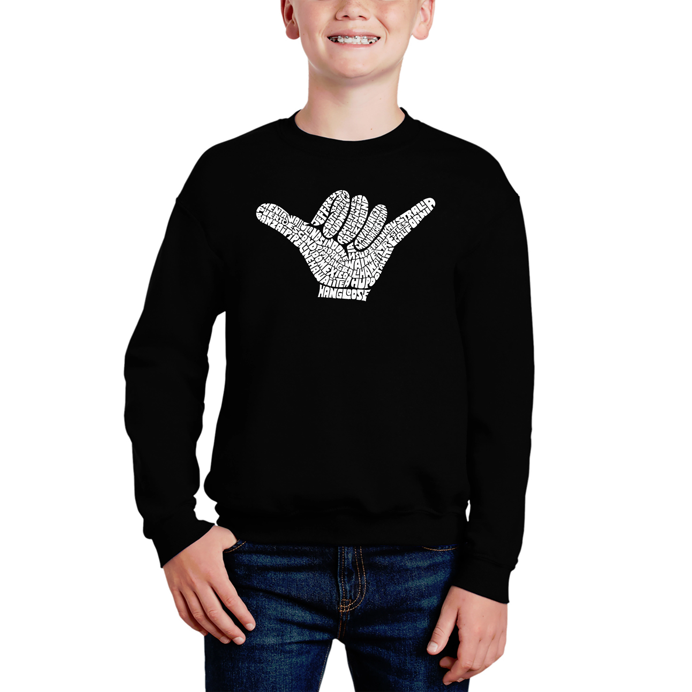 LA Pop Art Boy's Word Sweatshirt - Top Worldwide Surfing Spots