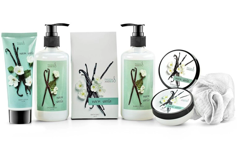 Freida and Joe Women & Men  Warm Vanilla Spa Bath & Body Gift Basket  Luxurious Set
