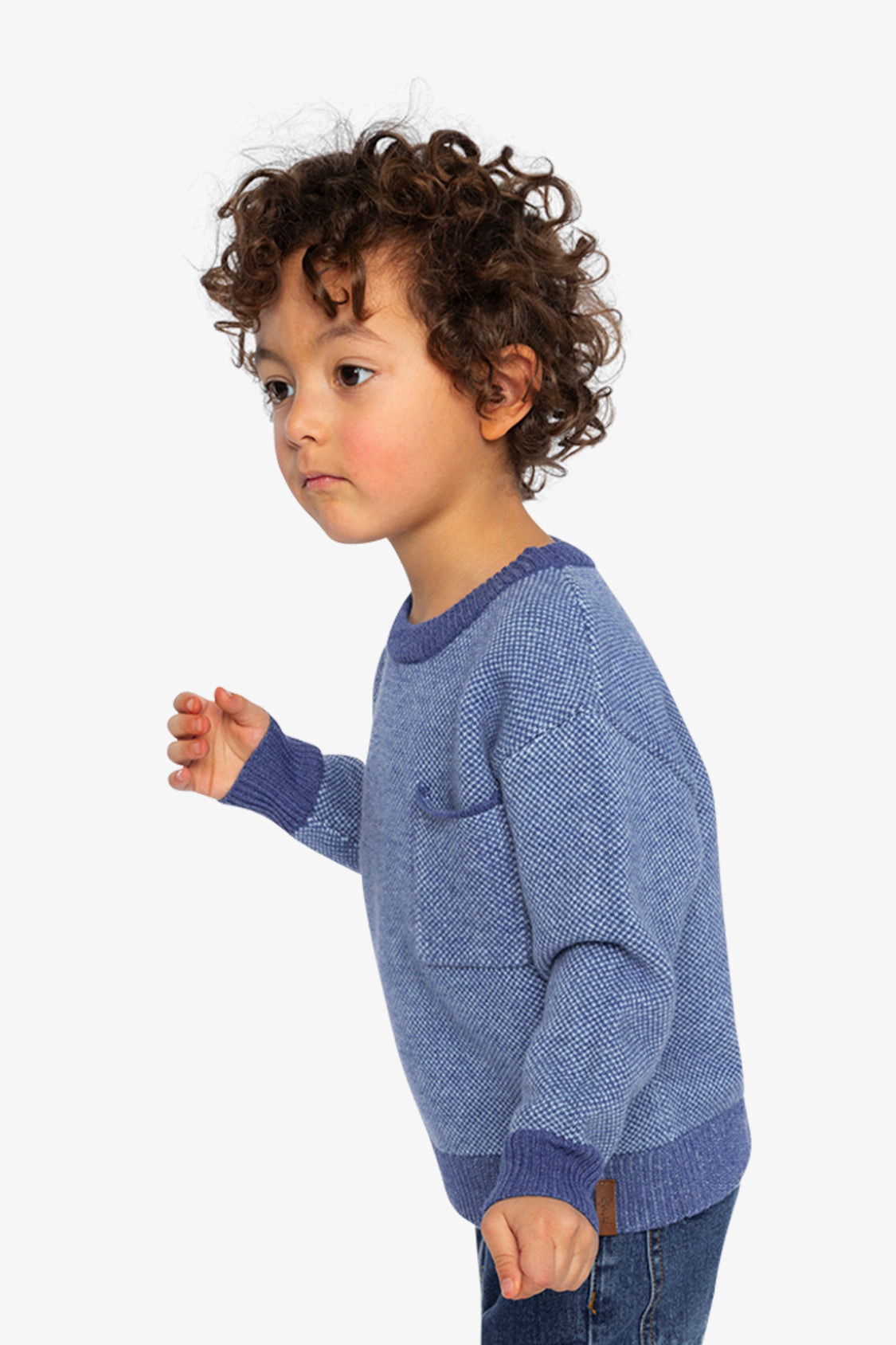 Deux par Boys Textured Diamond Knit Sweater with Chest Pocket