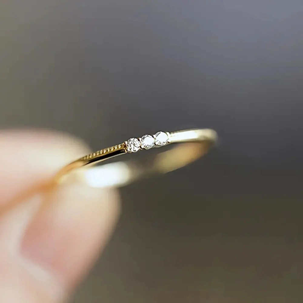 Minimalist Zircon Thin Band Ring for Women Party Daily Wear Fashion Jewelry