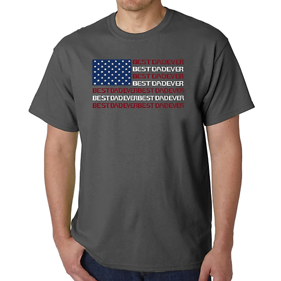 LA Pop Art Men's Word Art T-Shirt - Best Dad Ever Flag