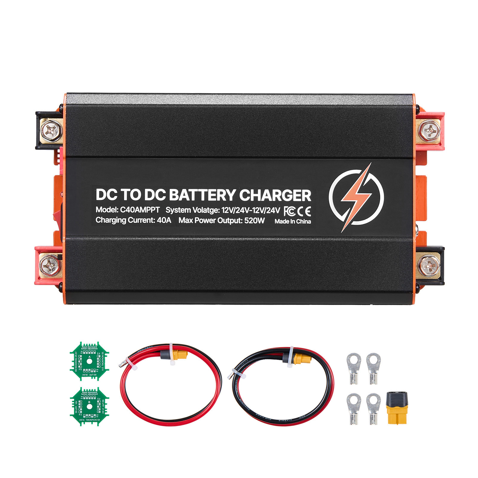 HONGGE DC to DC Charger with MPPT, On-Board Battery Charger, Solar Panel/Alternator Dual Input