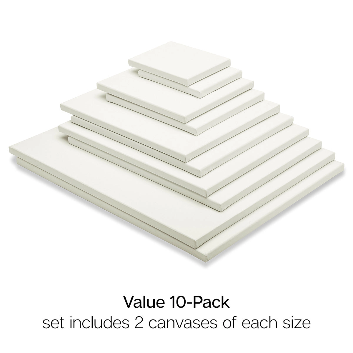 KINGART Stretched White Canvas Multi-Size Set 10 Pack - 100% Cotton, Triple-Primed (5x7, 8x10, 11x14, 12x16, 16x20)