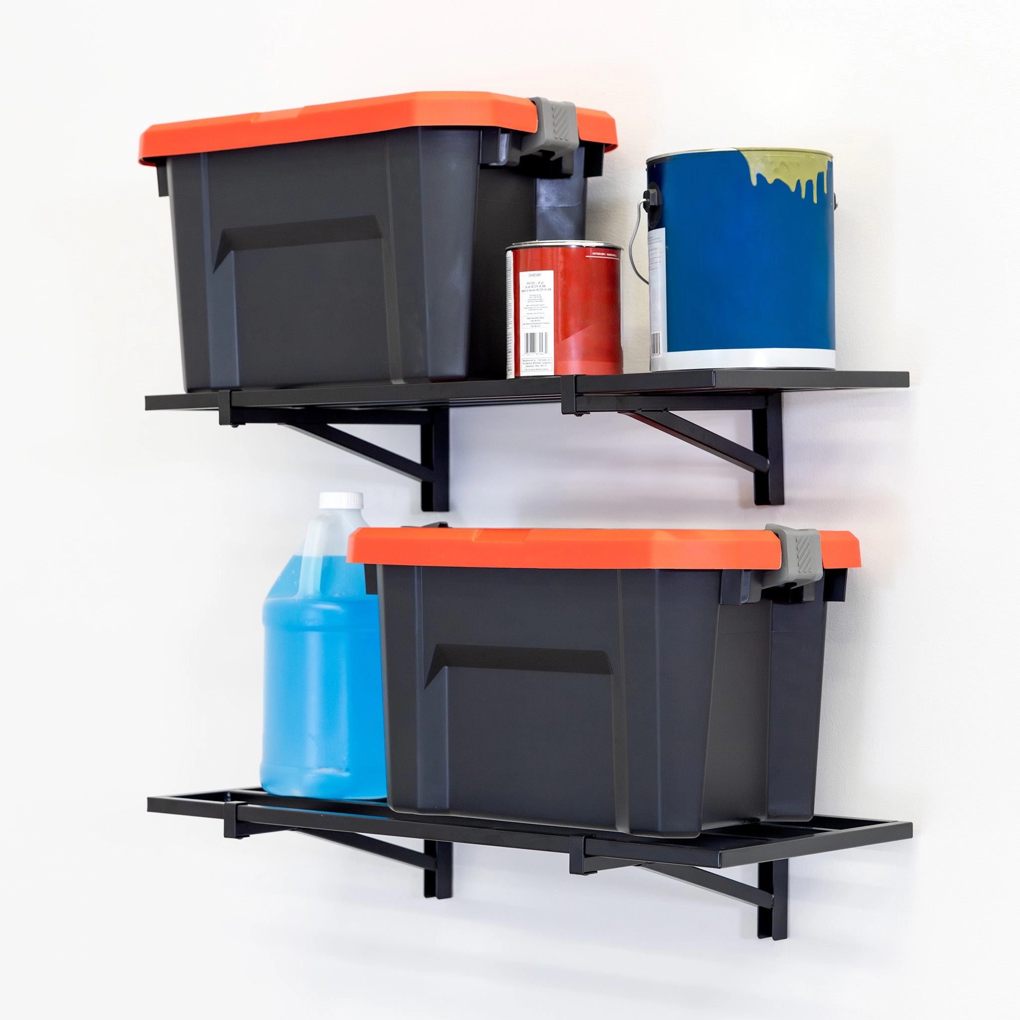 StoreYour 1' x 2' Bristol Garage Wall Mount Shelves, 2 Pack, Black