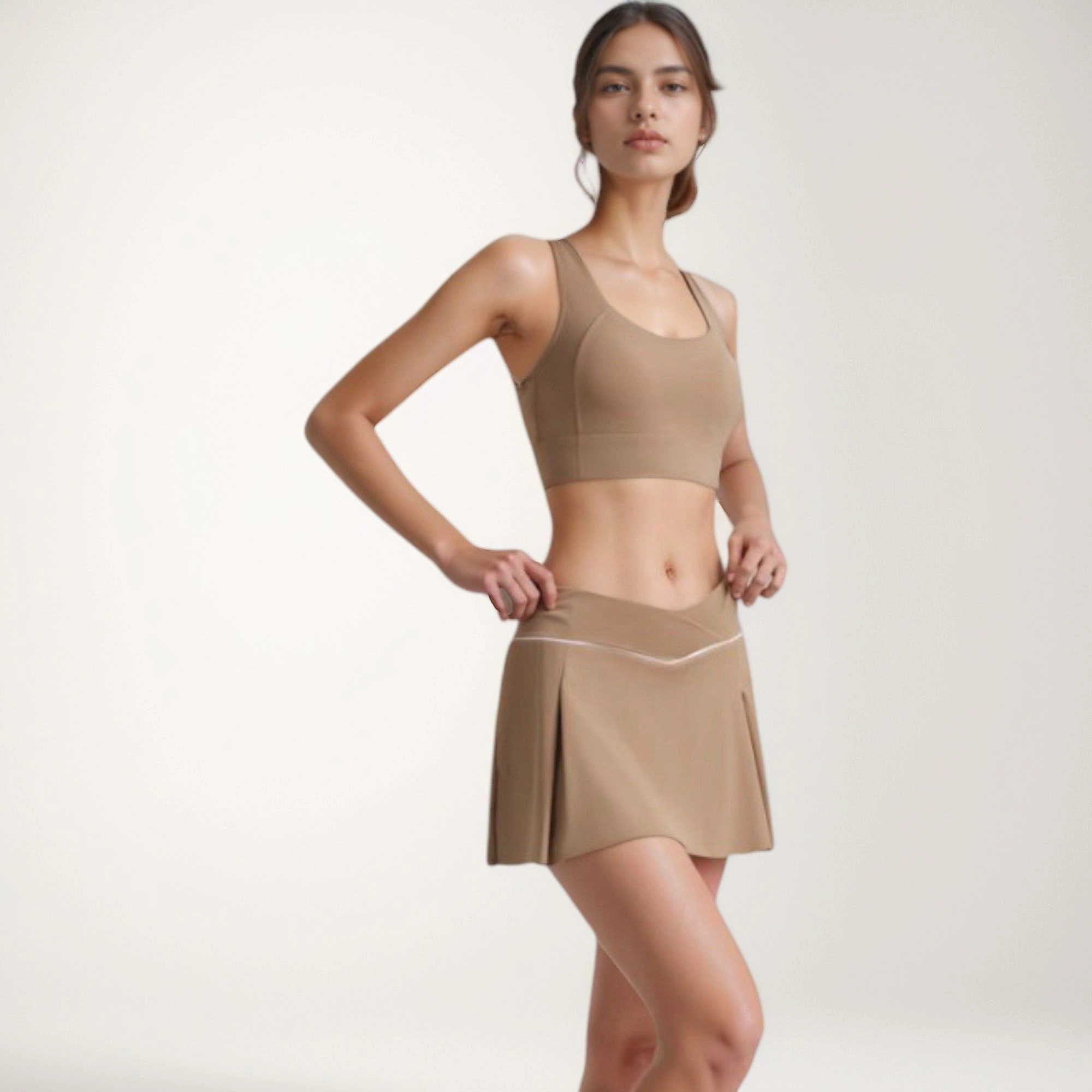 Anna-Kaci Women's V-Crossover Waist Tennis Skort with Built-In Shorts and White Trim Detail