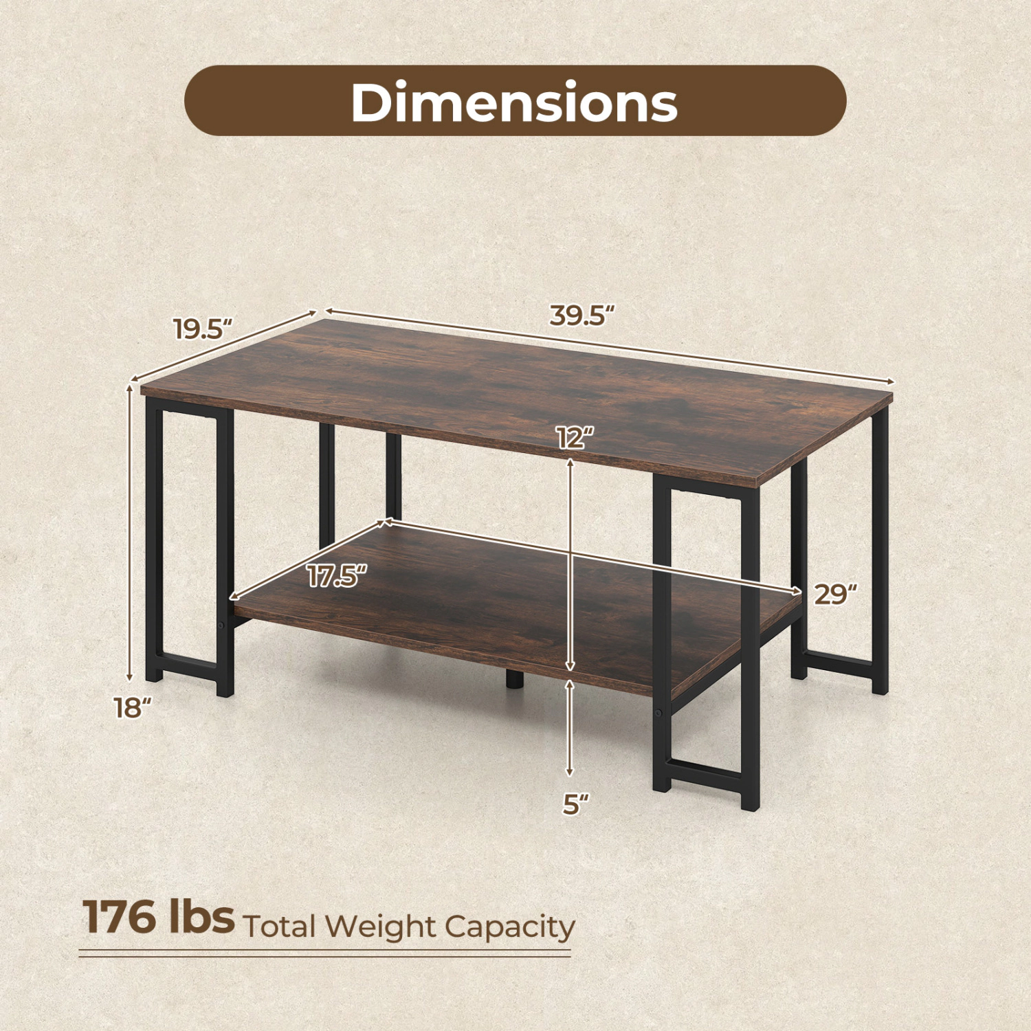 LJG Modern Accent Table with Open Storage Shelf for Apartment and Lounge