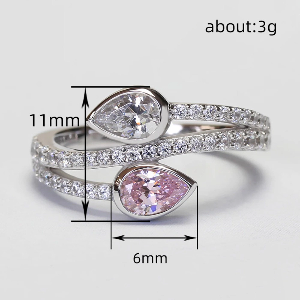 Elegant Dual Teardrop Infinity Ring with Dazzling Stones