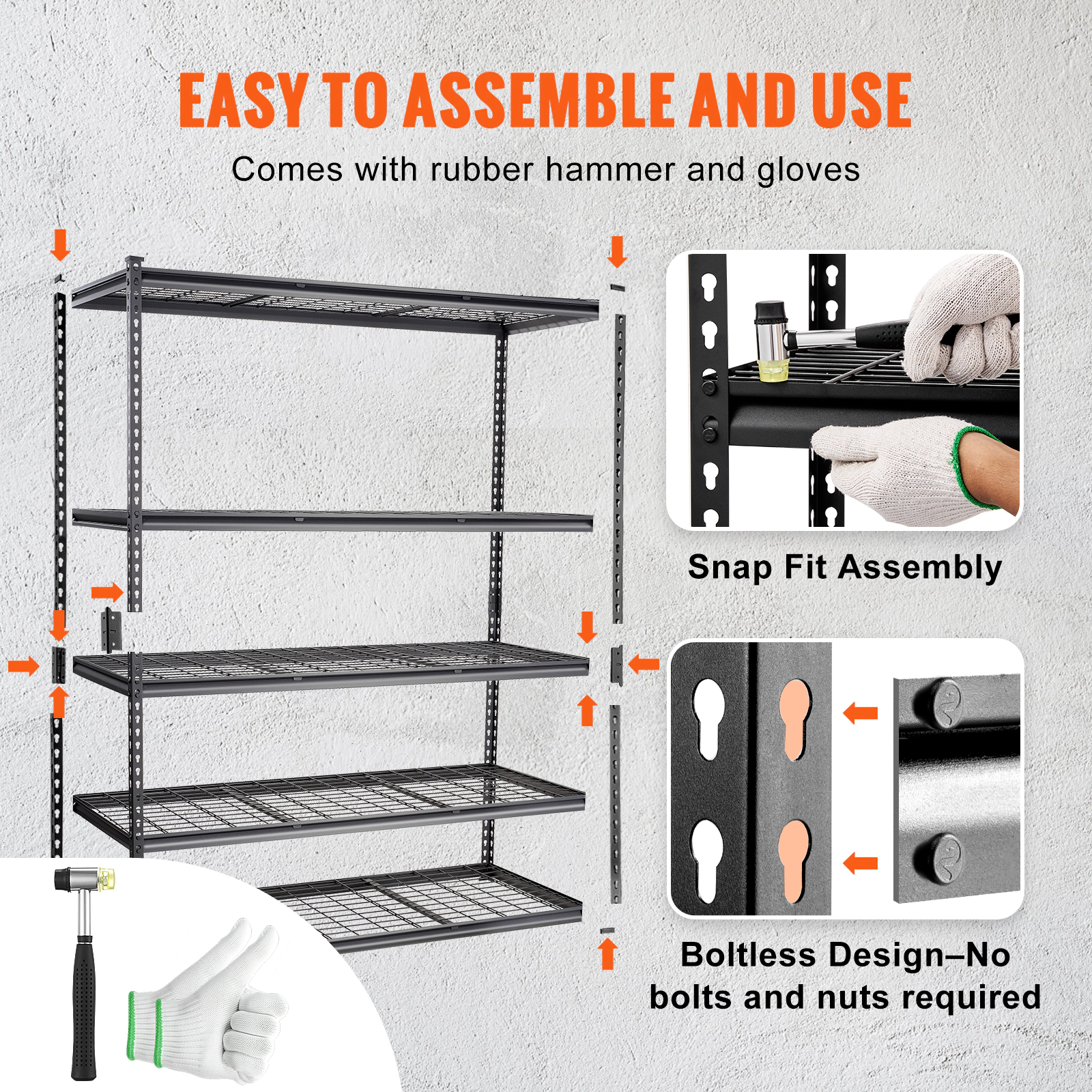 HONGGE Storage Shelves Heavy Duty Garage Shelving Adjustable Metal Shelves for Industrial Shelving Unit Utility Shelf