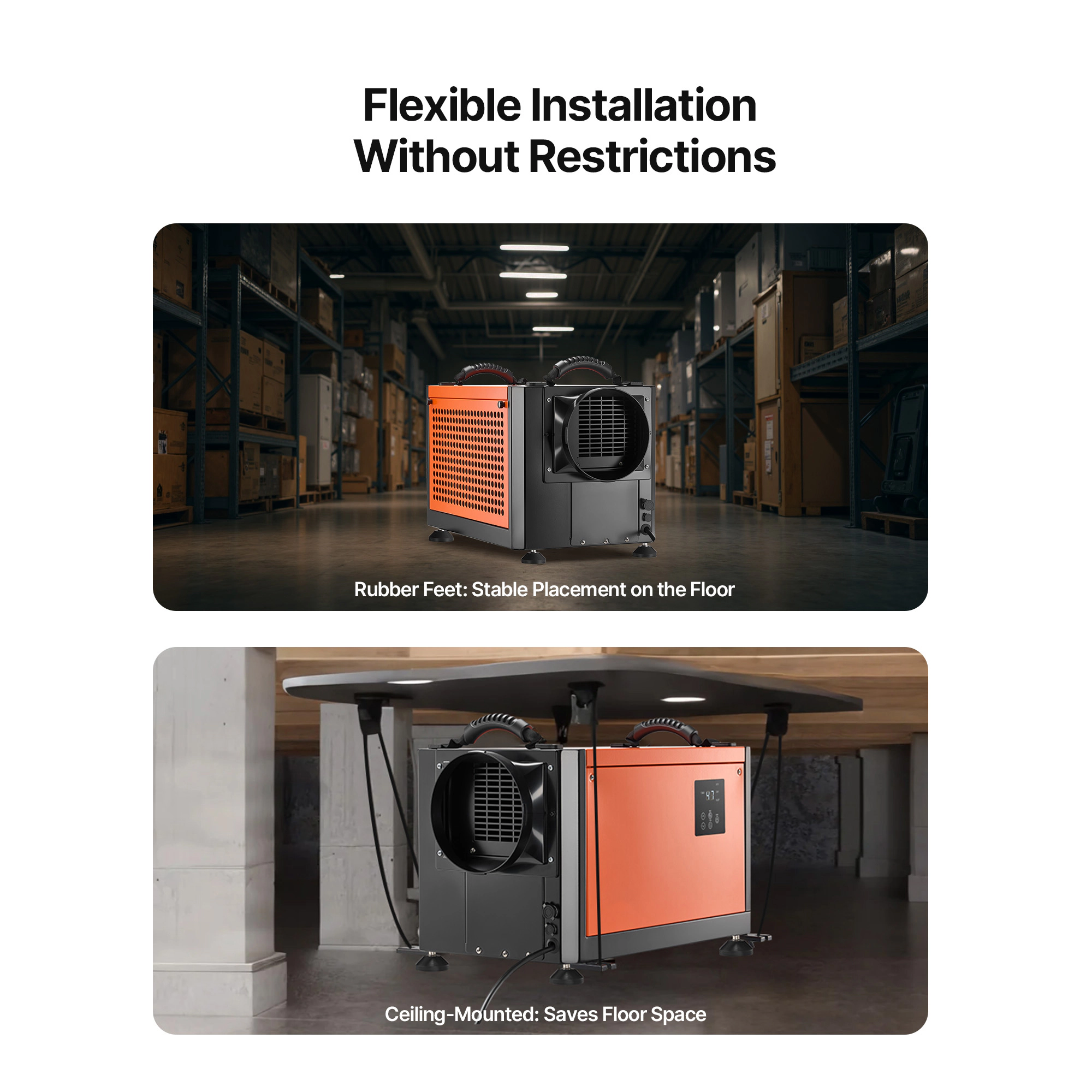 HONGGE Commercial Dehumidifier with Drain Hose Portable Crawl Space Dehumidifiers for Basement Storage Room Industrial