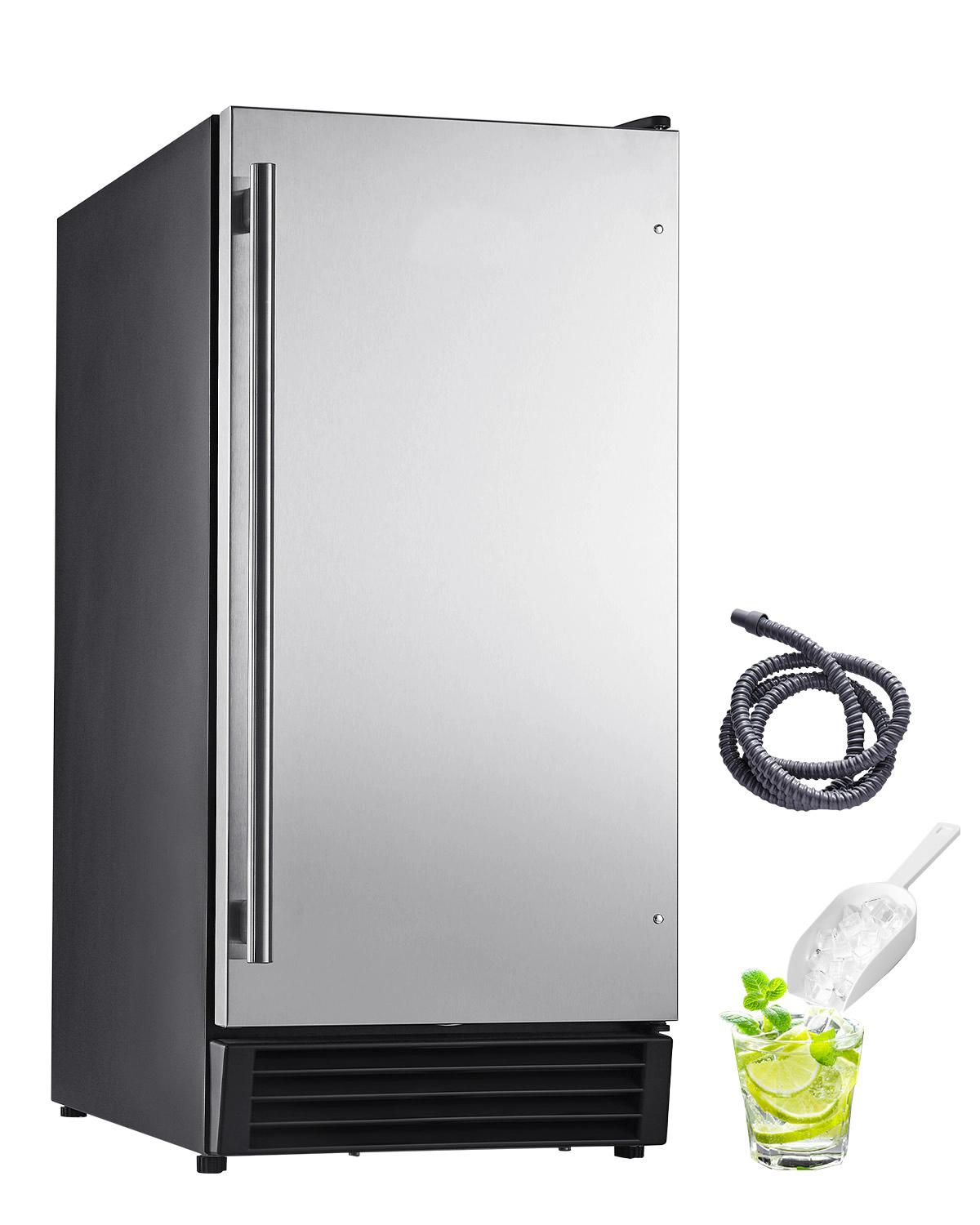 HONGGE Undercounter Built-in Ice Maker, Under Counter Ice Maker Machine with Reversible Door Stainless Steel