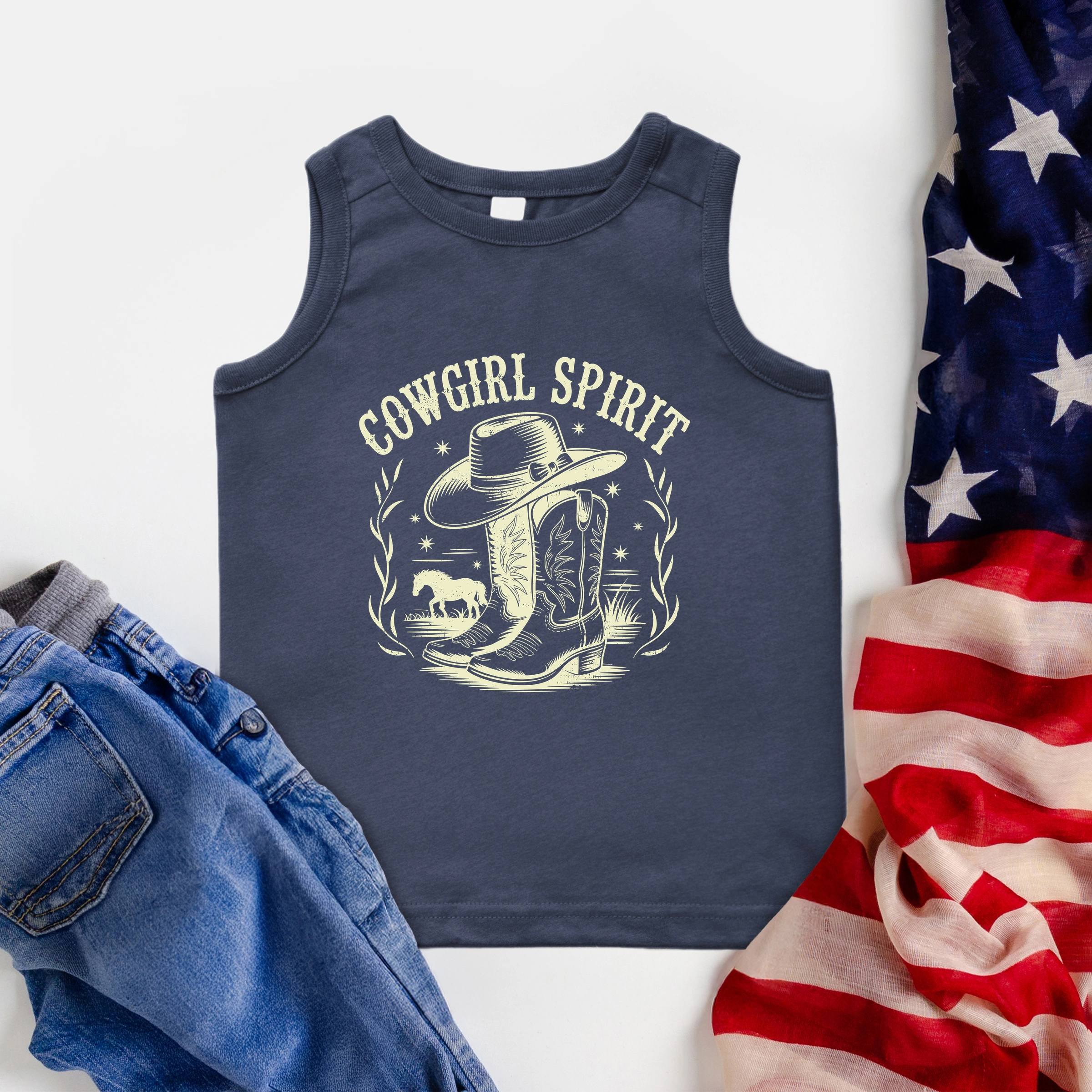 The Juniper Shop - Cowgirl Spirit Boots Toddler Graphic Tank