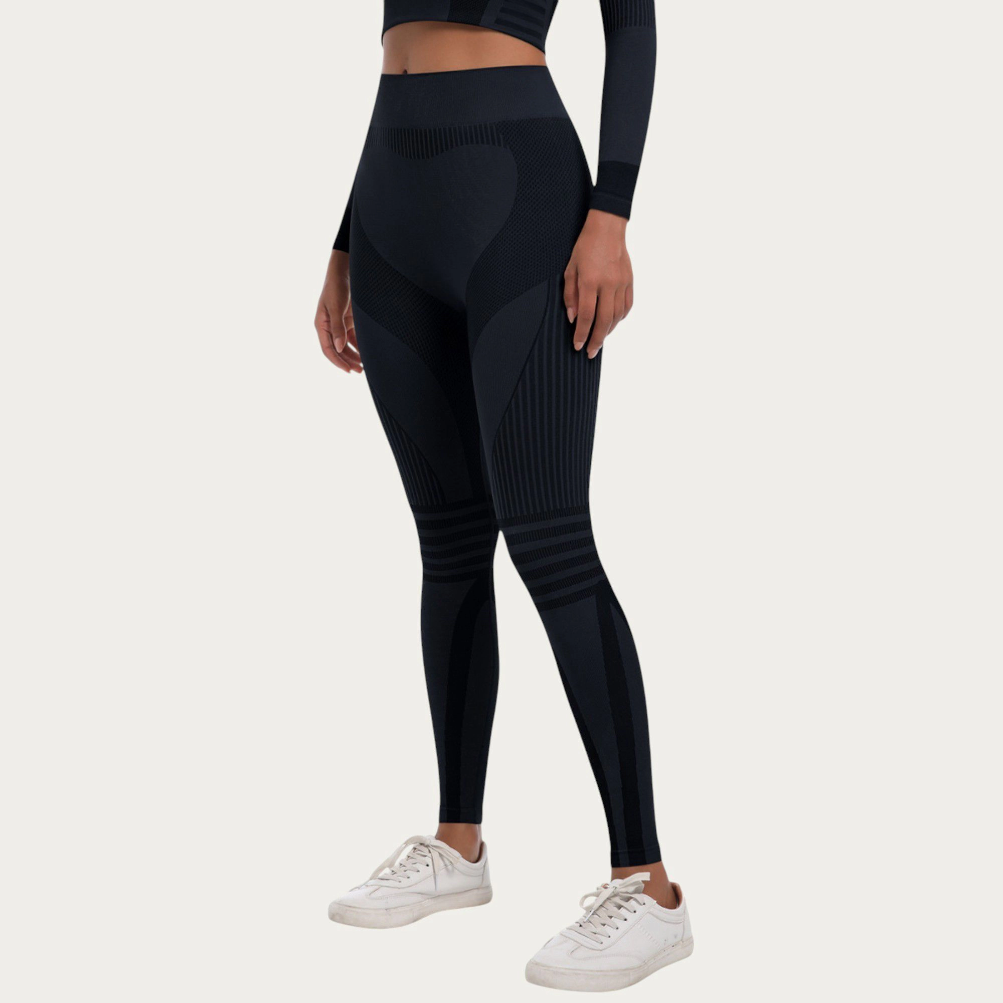 Anna-Kaci Active Women's Seamless High Waist Ribbed Leggings with Sculpting Contour Panels and Compression Fit