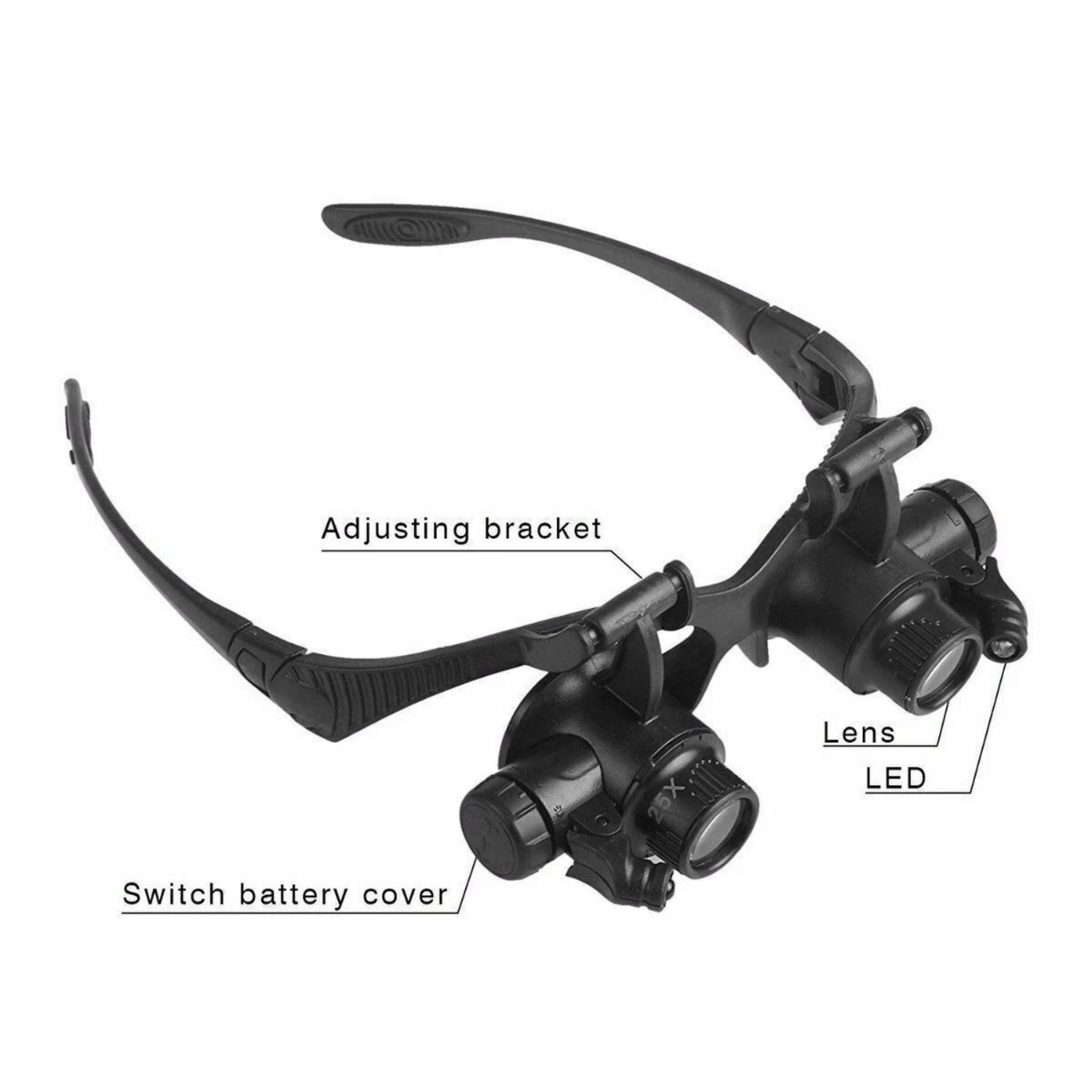 Home Collection LED Dual Eye Magnifier Glasses with 8 Interchangeable Lenses