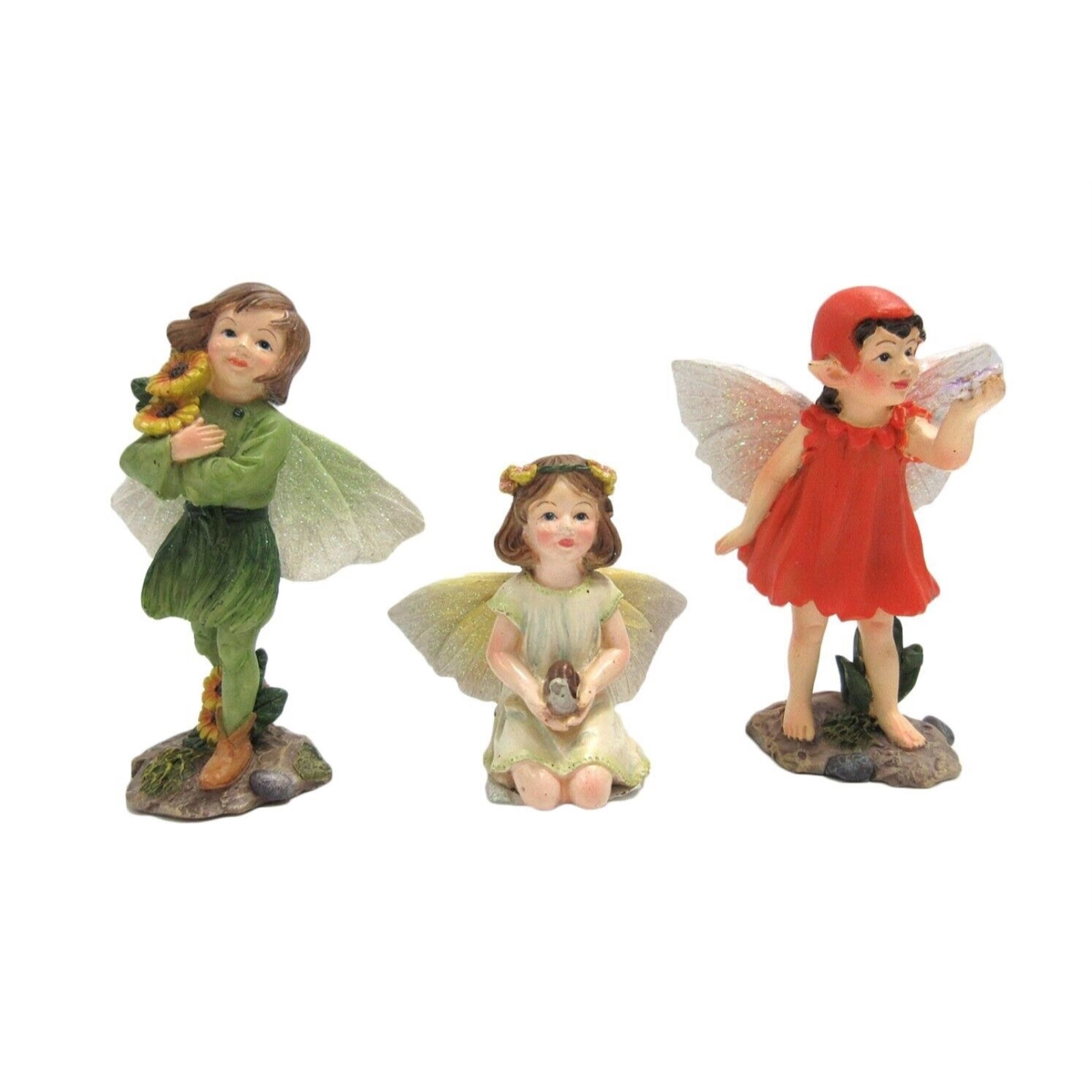 Pacific Giftware Mini Fairy Garden Fairies Set of 3 Decorative Mini Garden of Enchantment Figurine 3 Inch Starter Kit