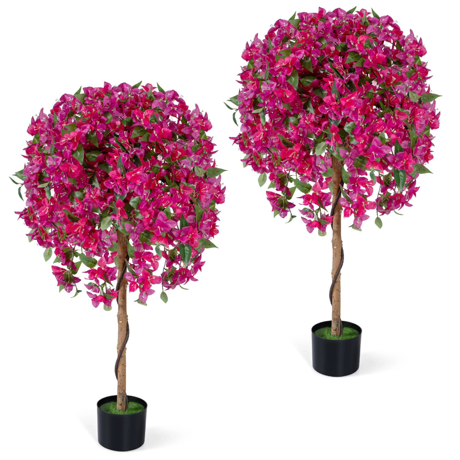 Slickblue Faux Pink Azalea Tree Set of 2 Indoor Outdoor Decorative Plants