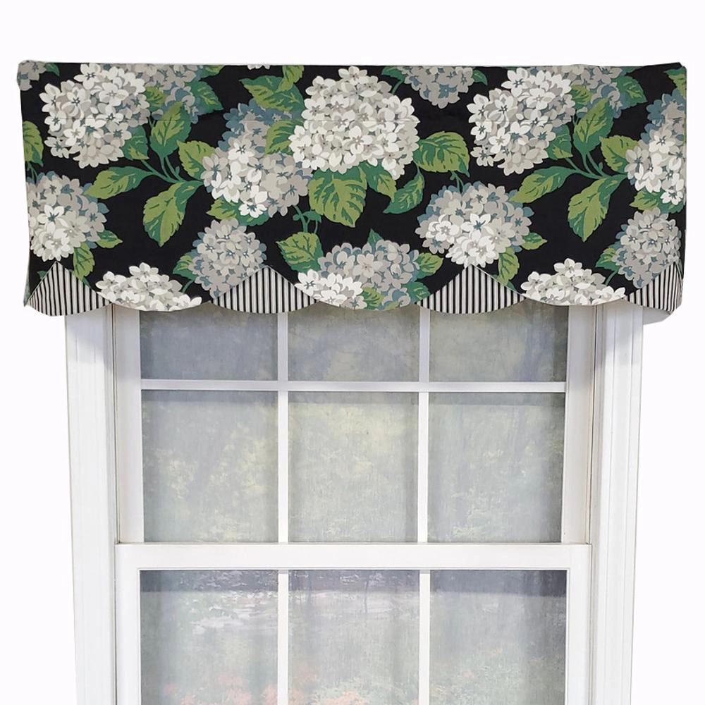 RLF Home 100% Cotton Luxurious Modern Summer Wind Petticoat Style Window Valance 50" x 15" Black