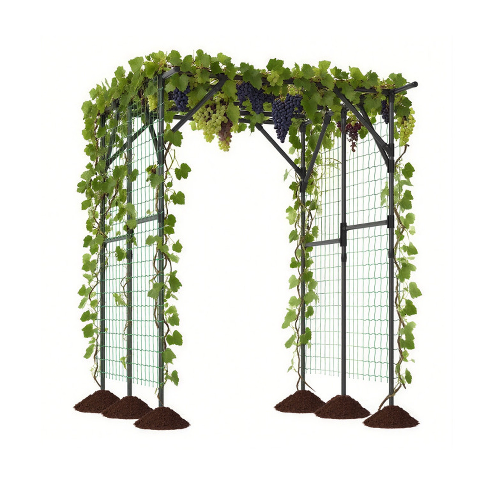 SUGIFT Large Garden Arch Trellis for Climbing Plants 79-in Tall Outdoor Grape Vine Support with Garden Netting Black