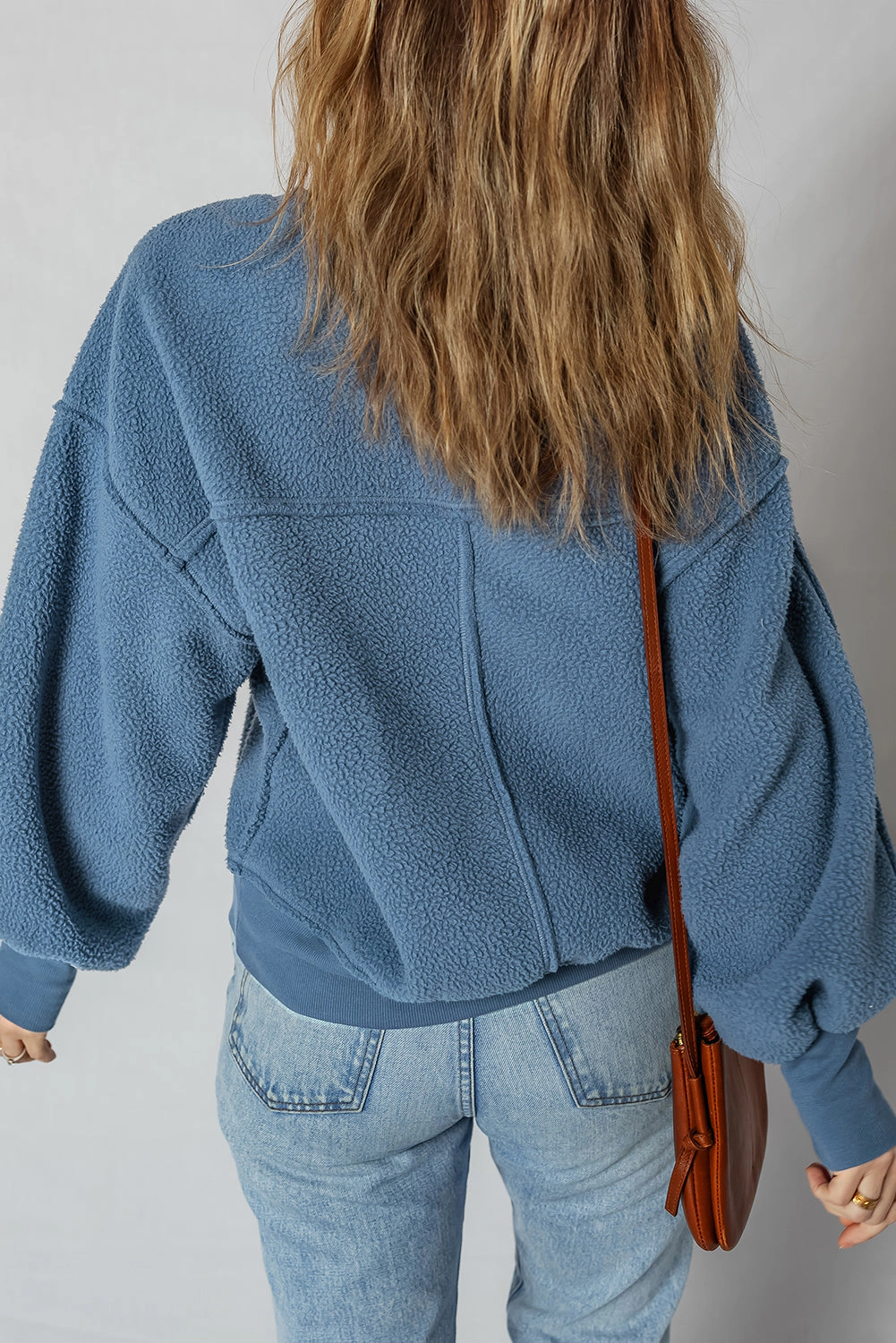 Threaded Pear Women's Kinsley Fleece Exposed Seam Casual Sweatshirt
