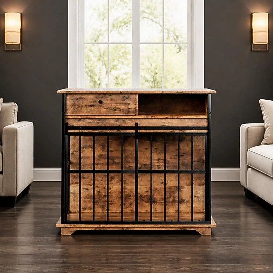 Ifmall Spacious Modern Desk Hutch with Open Storage, Color: Walnut ...